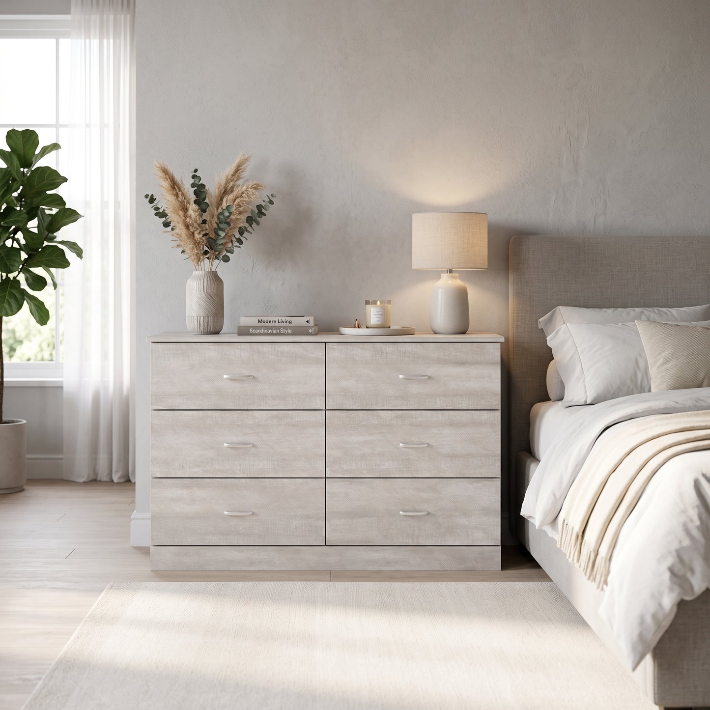 Galano Modern 3-Piece Dresser and Nightstand Set with 6-Drawer Dresser, Interlocking Drawer System and 2 Nightstands