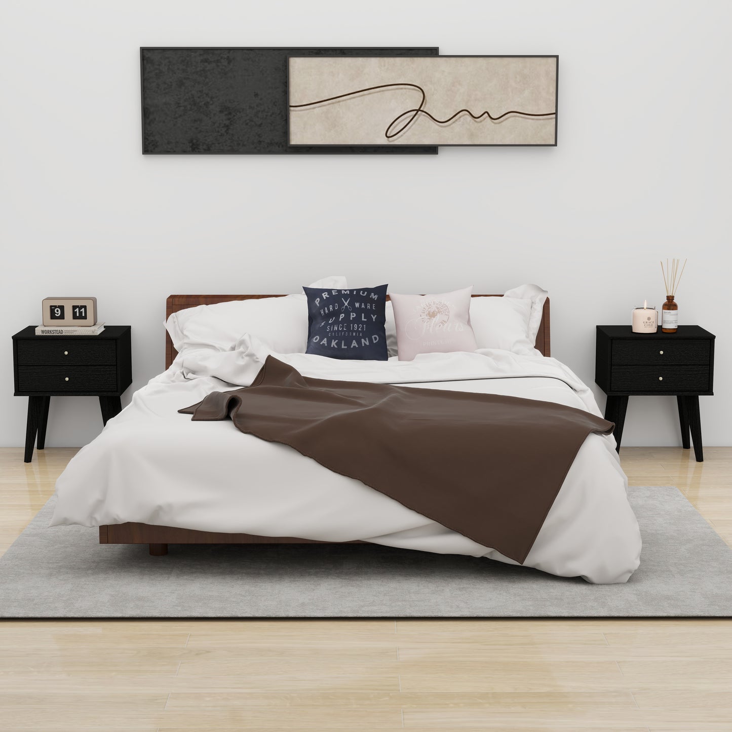 Galano 2-Drawer Nightstand with Angled Legs 18.1" W x 14.2" D x 22.1" H