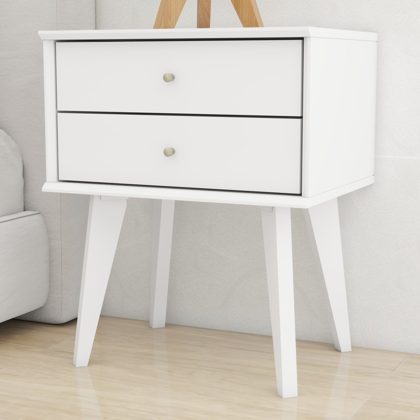 Galano 2-Drawer Nightstand with Angled Legs 18.1" W x 14.2" D x 22.1" H