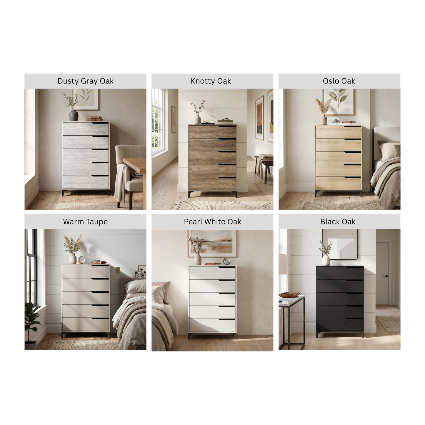 Galano Modern 5-Drawer Tall Dresser for Bedroom with Interlocking Drawers & Metal Slides, 30.7" W