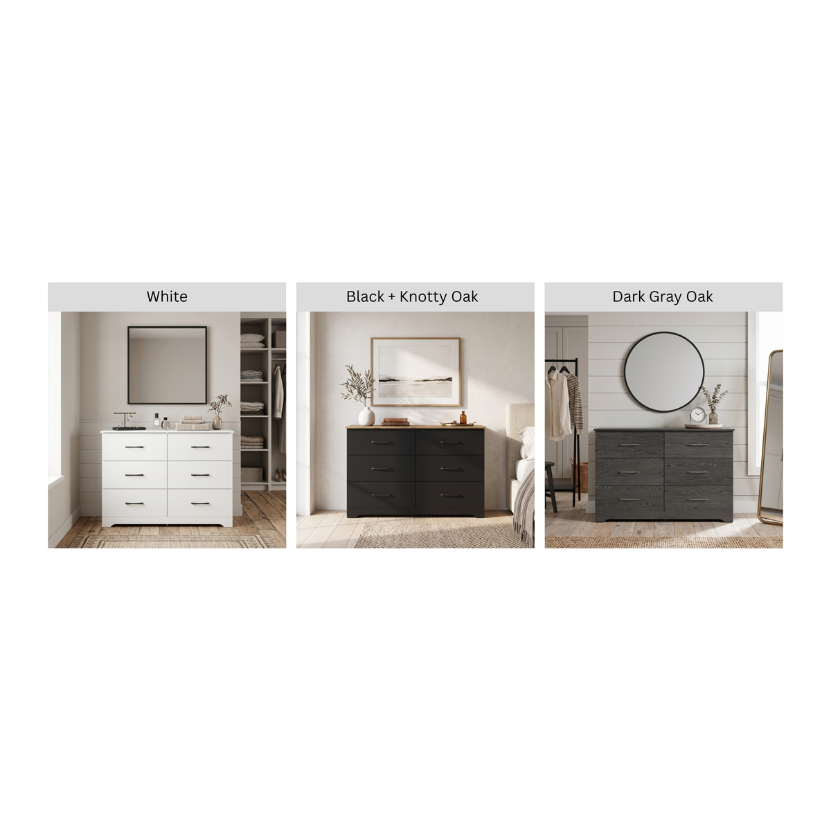 Galano Modern 6 Drawer Dresser for Bedroom with Interlocking Drawers & Anti-Tip Kit, 47"