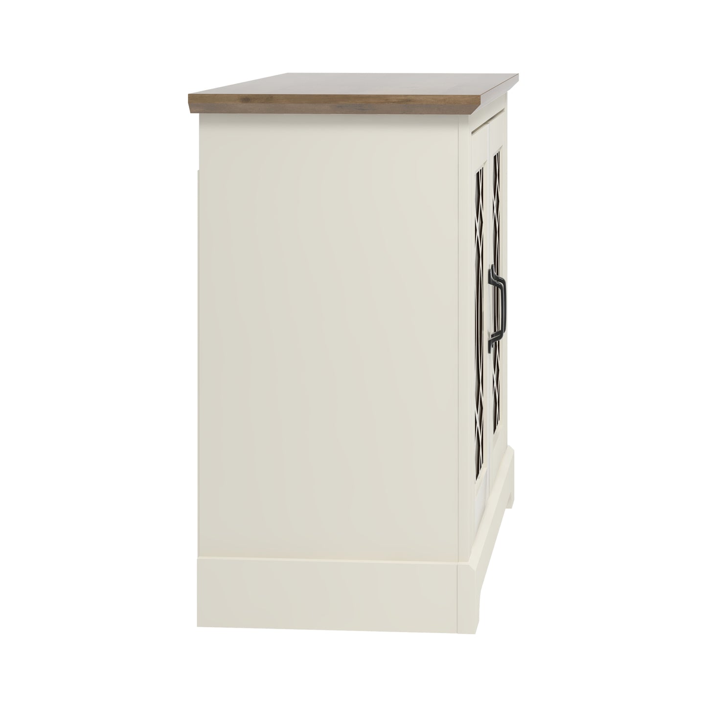Galano 2-Door Accent Cabinet with Acrylic Panels in Ivory & Knotty Oak 32.4" W x 15.7" D x 29.3" H
