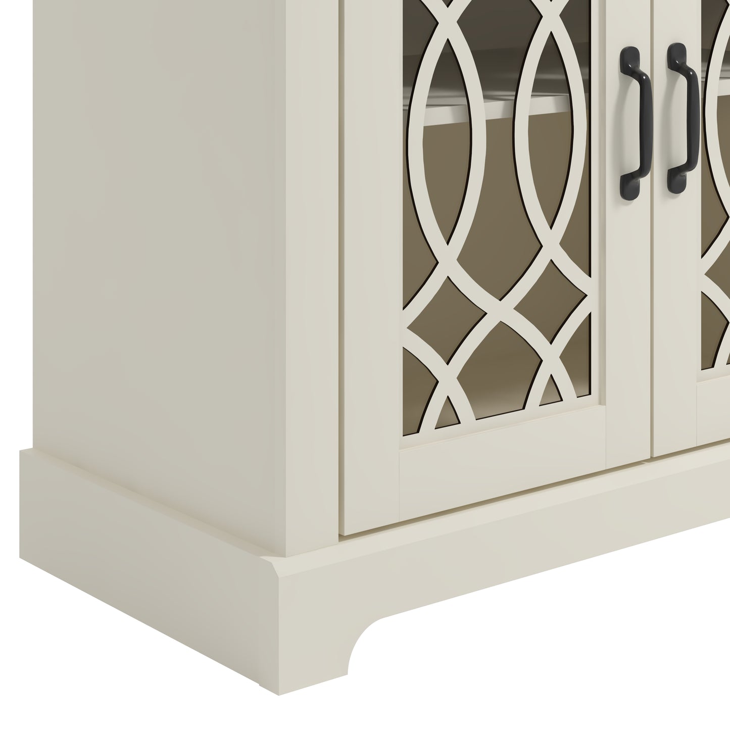 Galano 2-Door Accent Cabinet with Acrylic Panels in Ivory & Knotty Oak 32.4" W x 15.7" D x 29.3" H