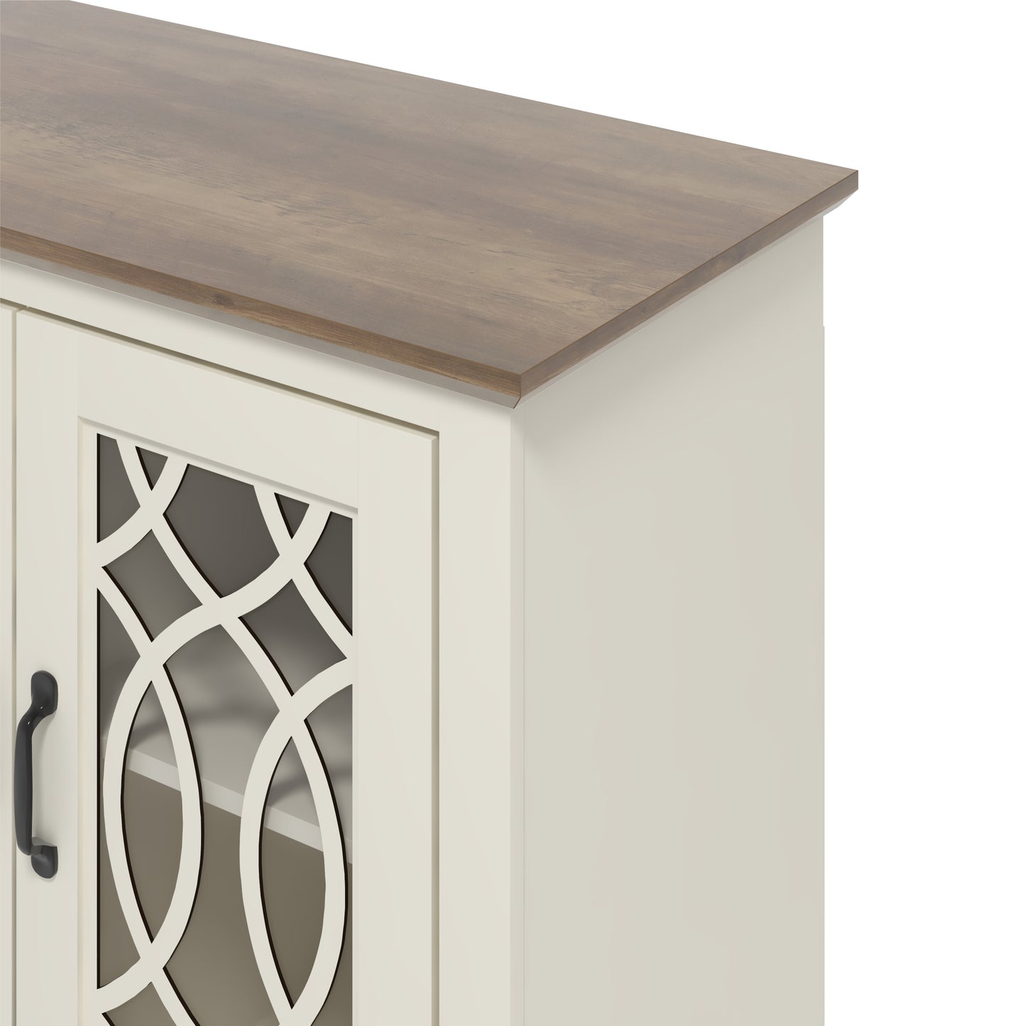 Galano 2-Door Accent Cabinet with Acrylic Panels in Ivory & Knotty Oak 32.4" W x 15.7" D x 29.3" H