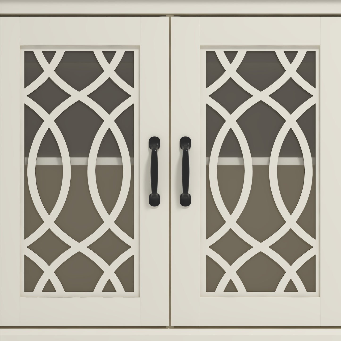 Galano 2-Door Accent Cabinet with Acrylic Panels in Ivory & Knotty Oak 32.4" W x 15.7" D x 29.3" H