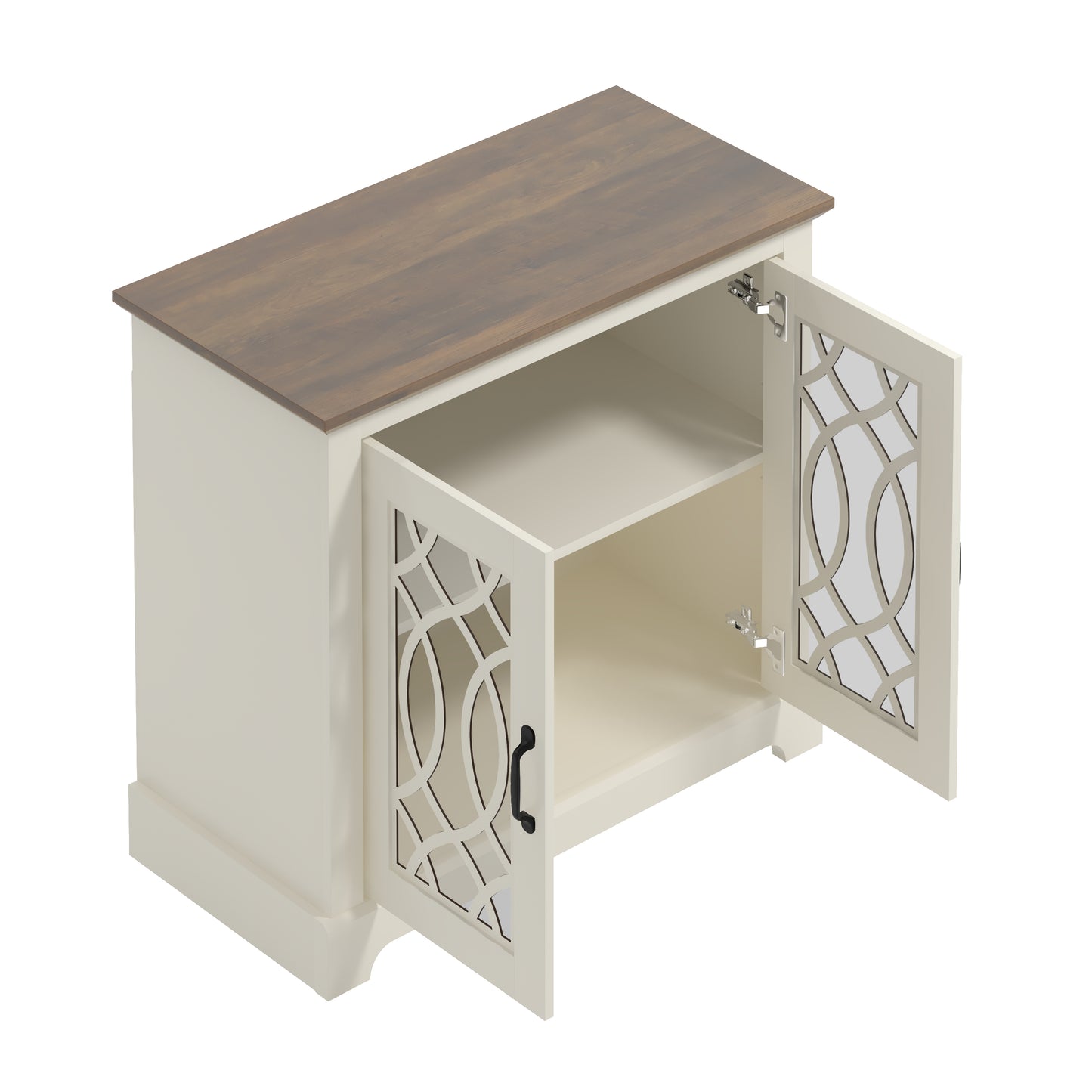 Galano 2-Door Accent Cabinet with Acrylic Panels in Ivory & Knotty Oak 32.4" W x 15.7" D x 29.3" H