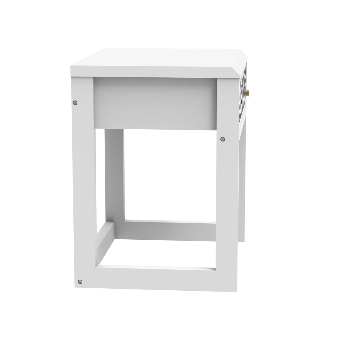 GALANO Transitional Nightstand Set of 2 with Drawer and Open Shelf, White