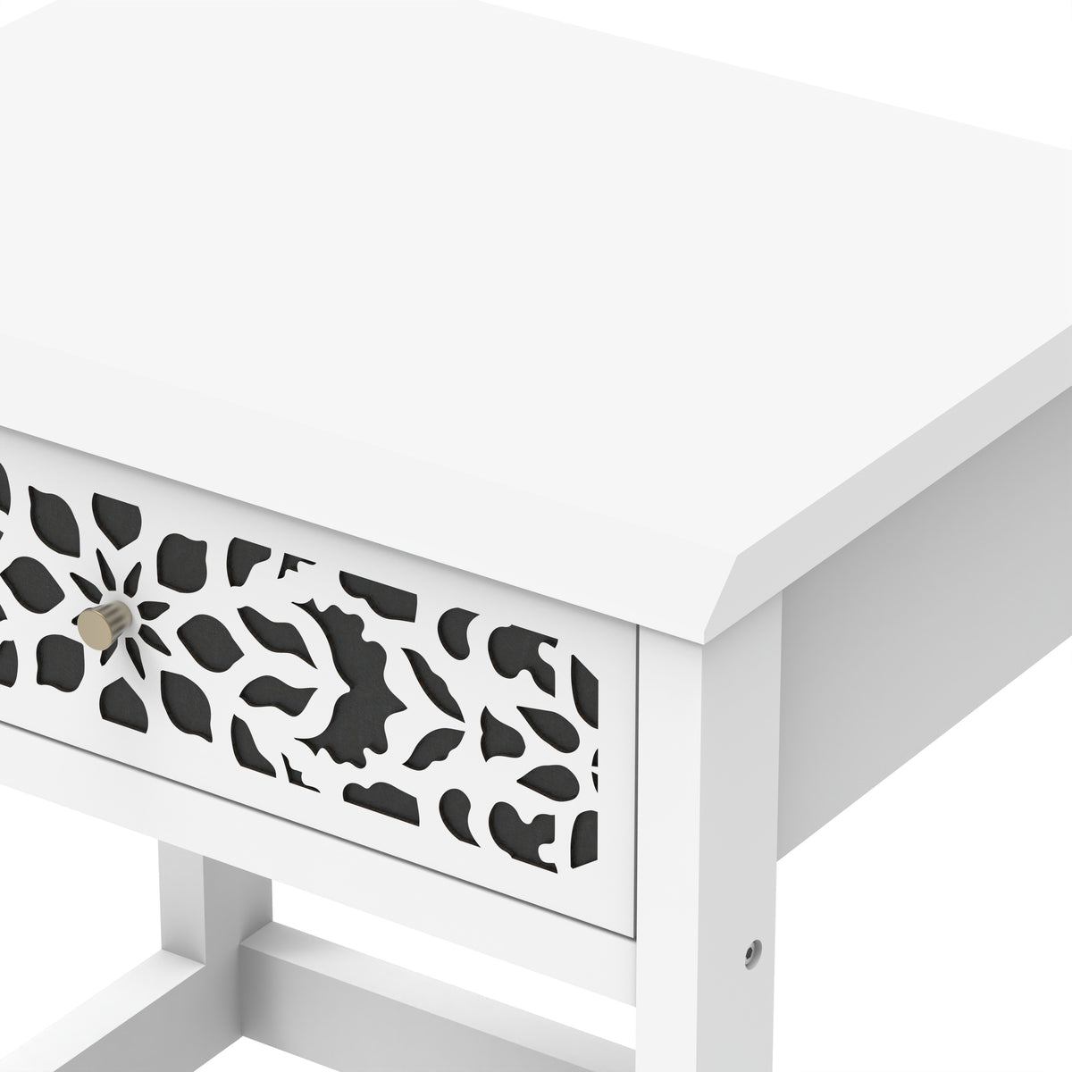 GALANO Transitional Nightstand Set of 2 with Drawer and Open Shelf, White