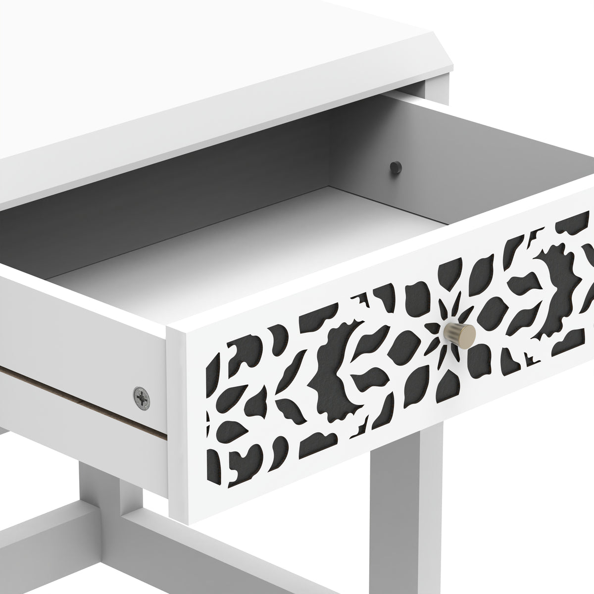 GALANO Transitional Nightstand Set of 2 with Drawer and Open Shelf, White