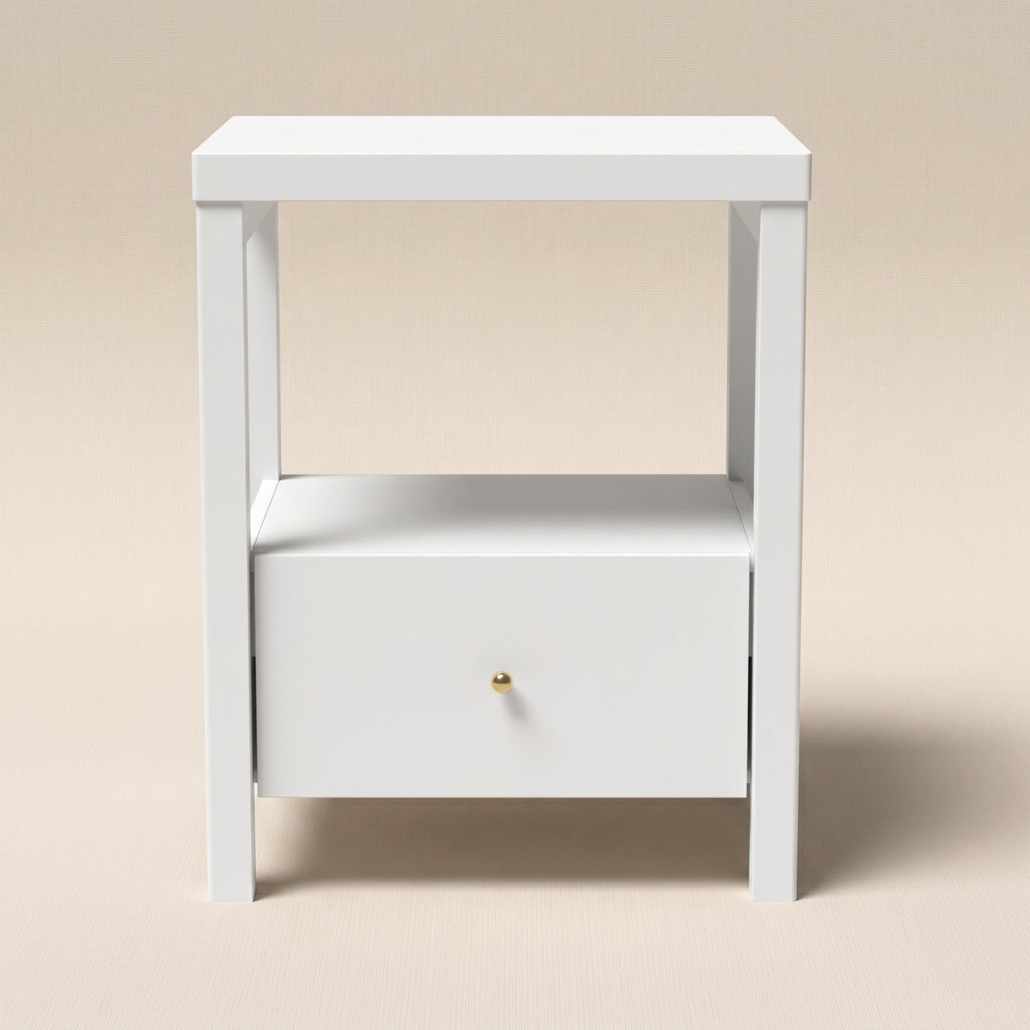 1-Drawer Nightstand with Open Shelf, 1-Piece, White