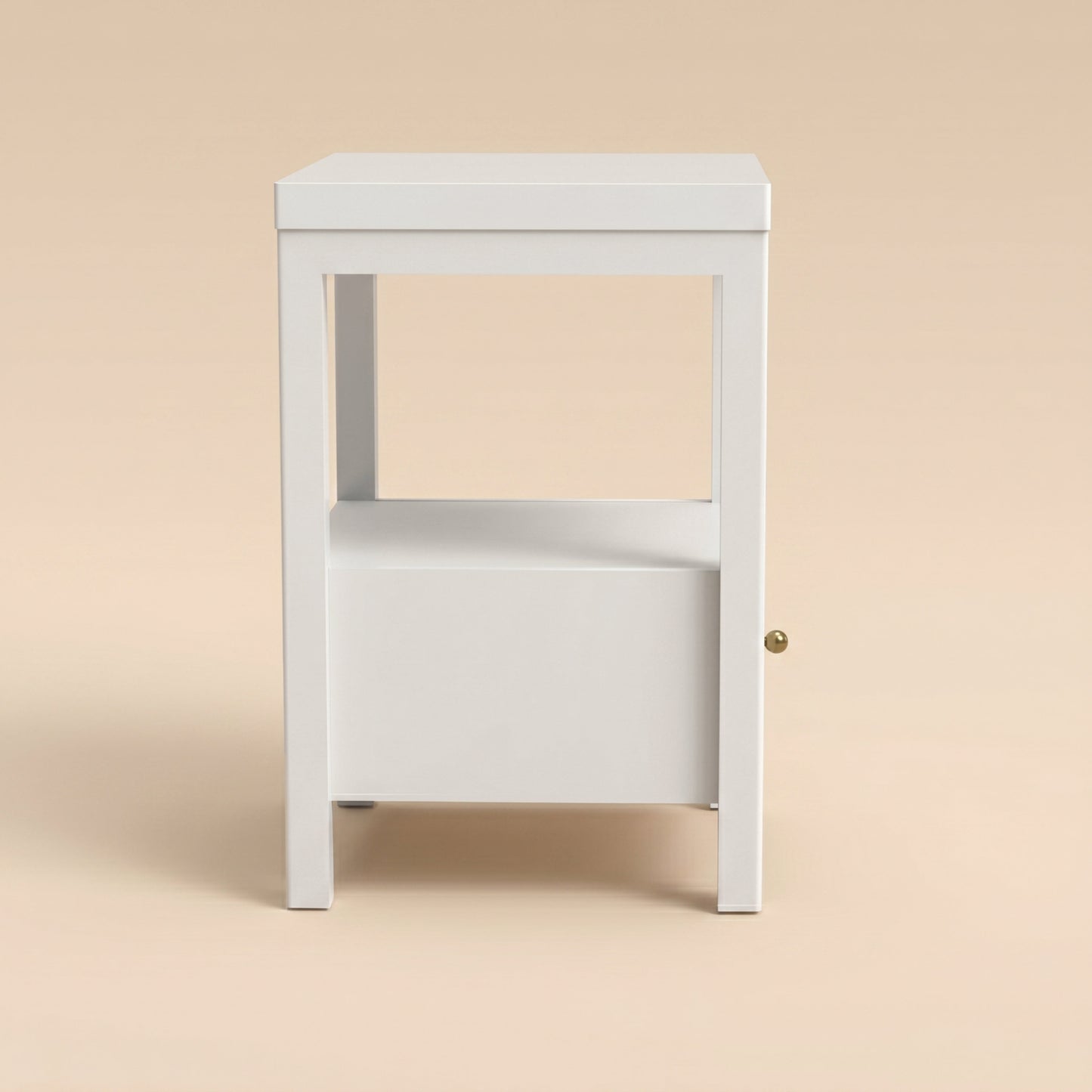 1-Drawer Nightstand with Open Shelf, 1-Piece, White