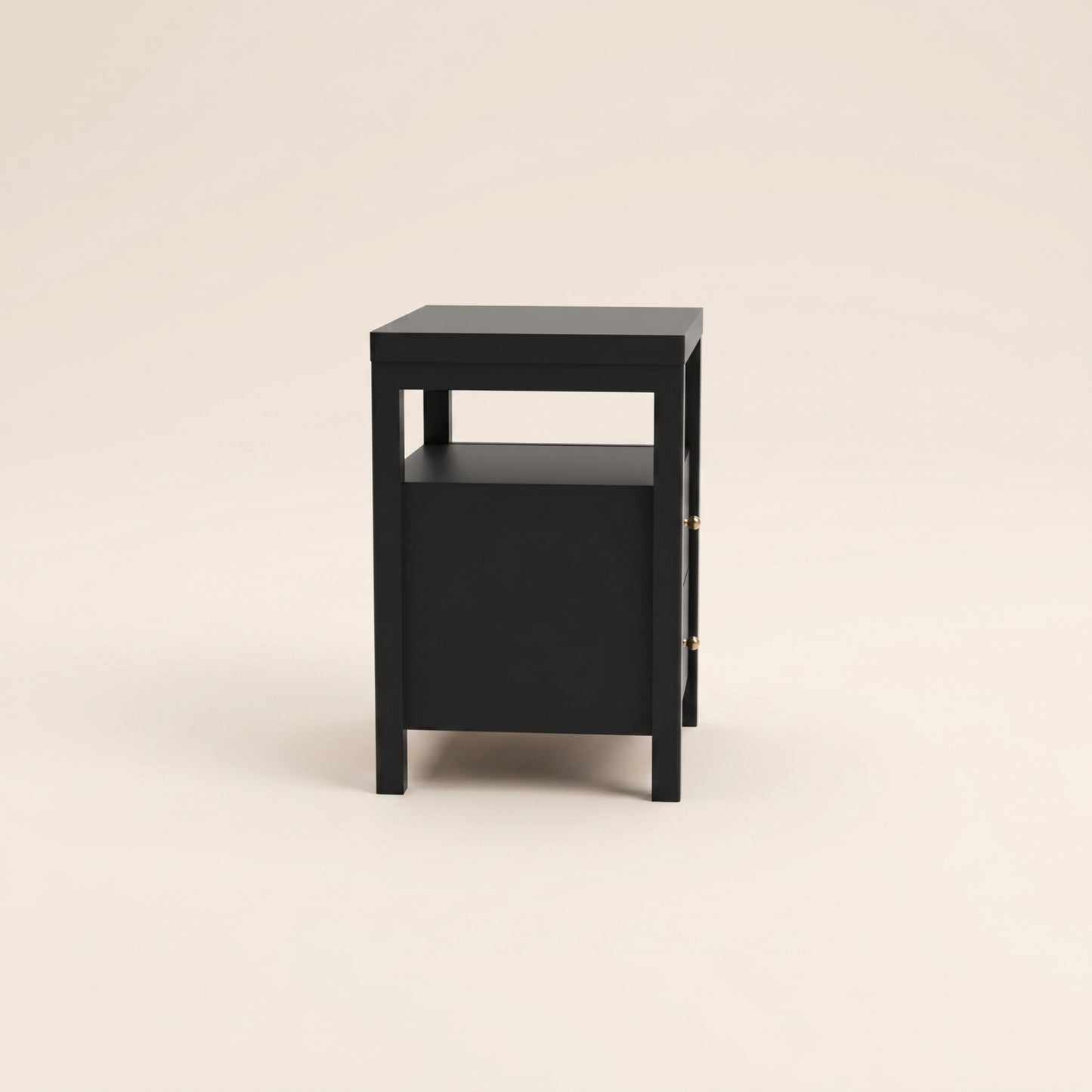 2-Drawer Nightstand with Open Shelf, 1-Piece, Black