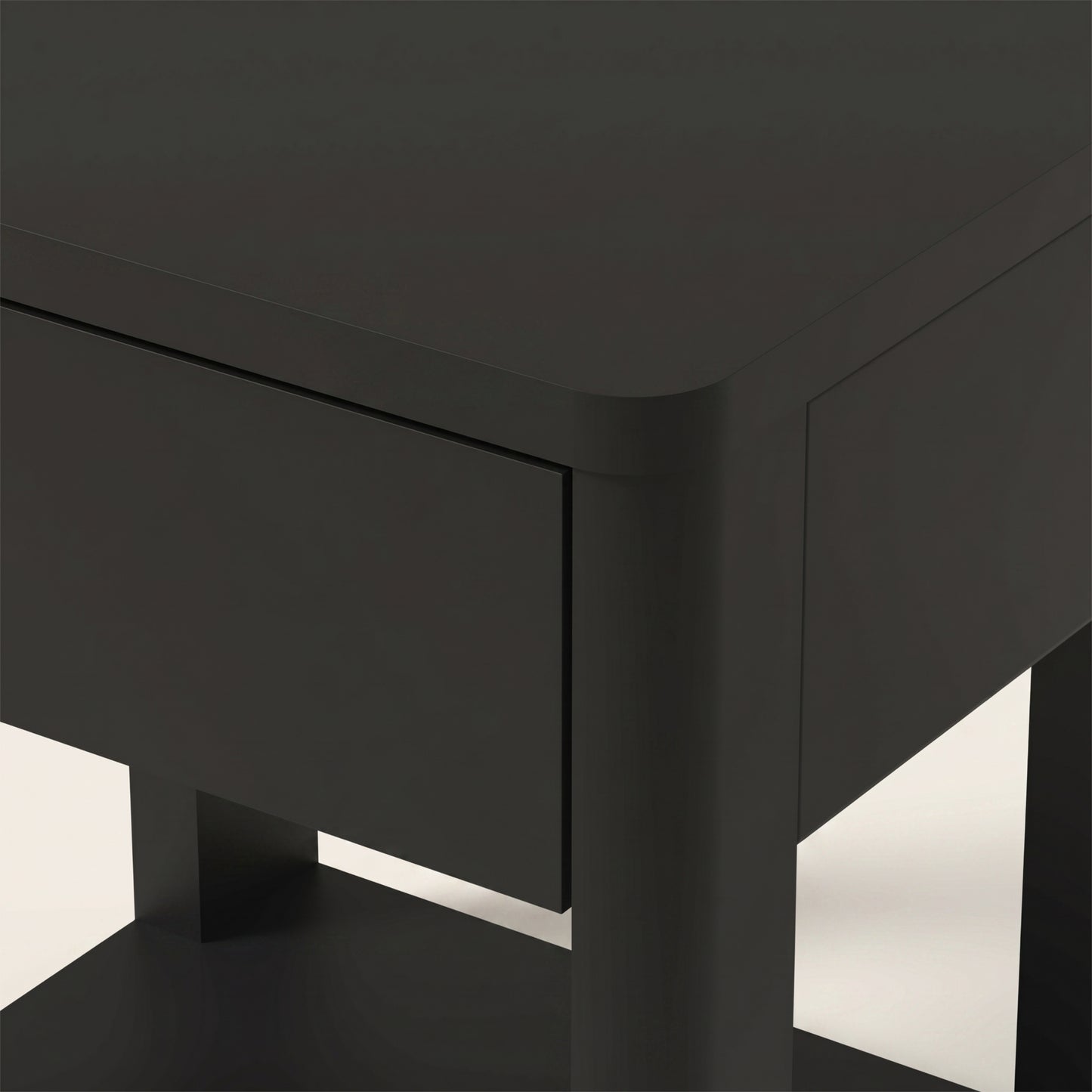 1-Drawer Nightstand with Open Shelf, 1-Piece, Black