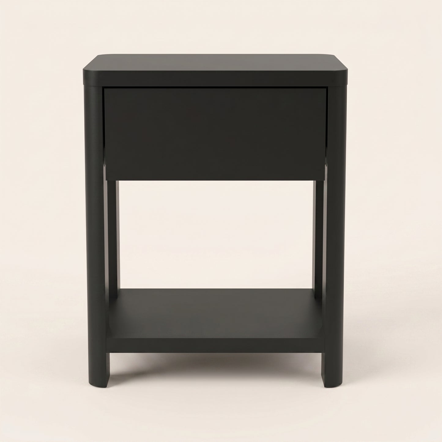 1-Drawer Nightstand with Open Shelf, 1-Piece, Black