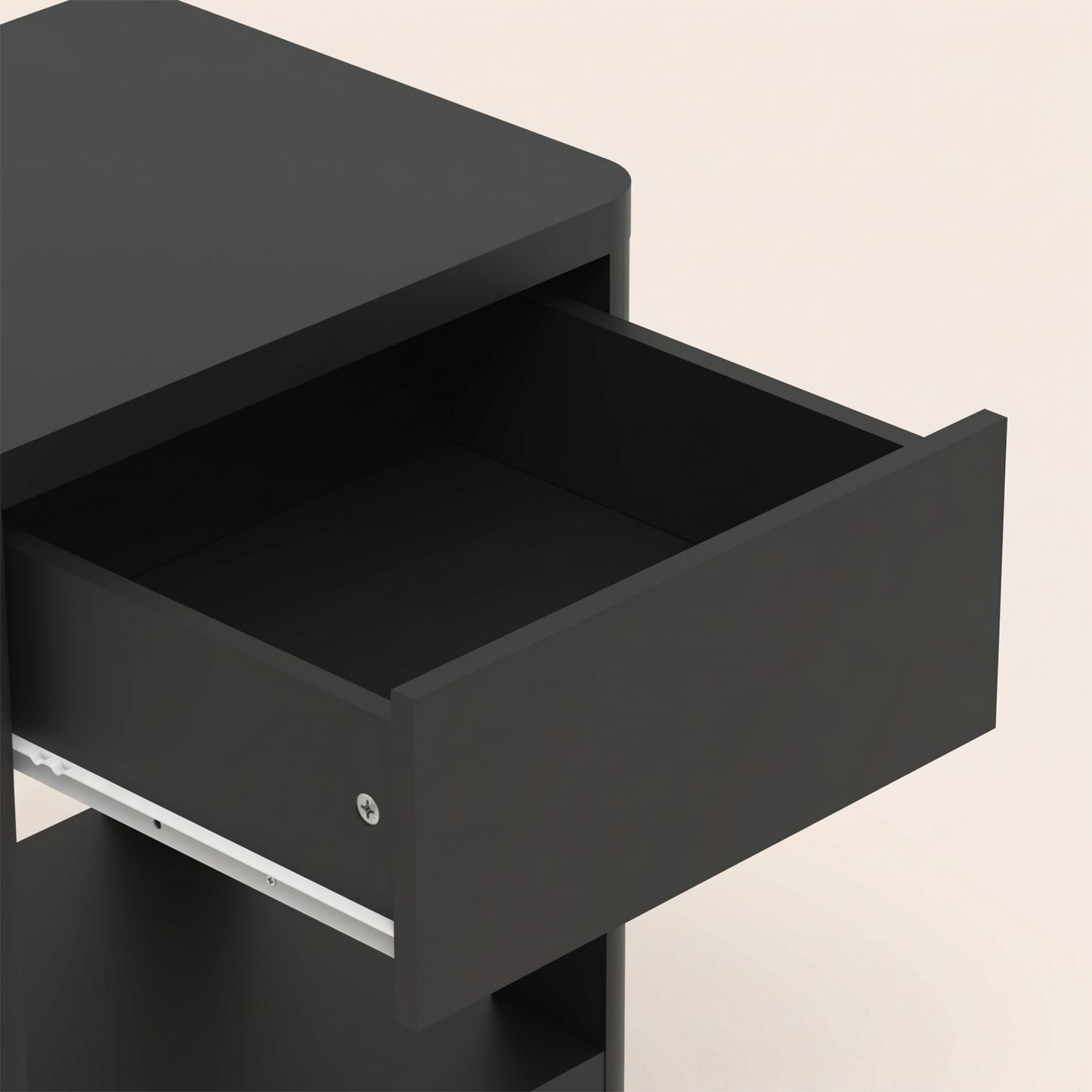 1-Drawer Nightstand with Open Shelf, 1-Piece, Black