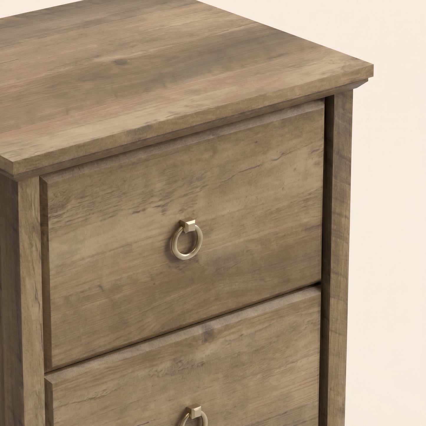 2-Drawer Nightstand Set of 2 with Solid Wood Legs, Brown