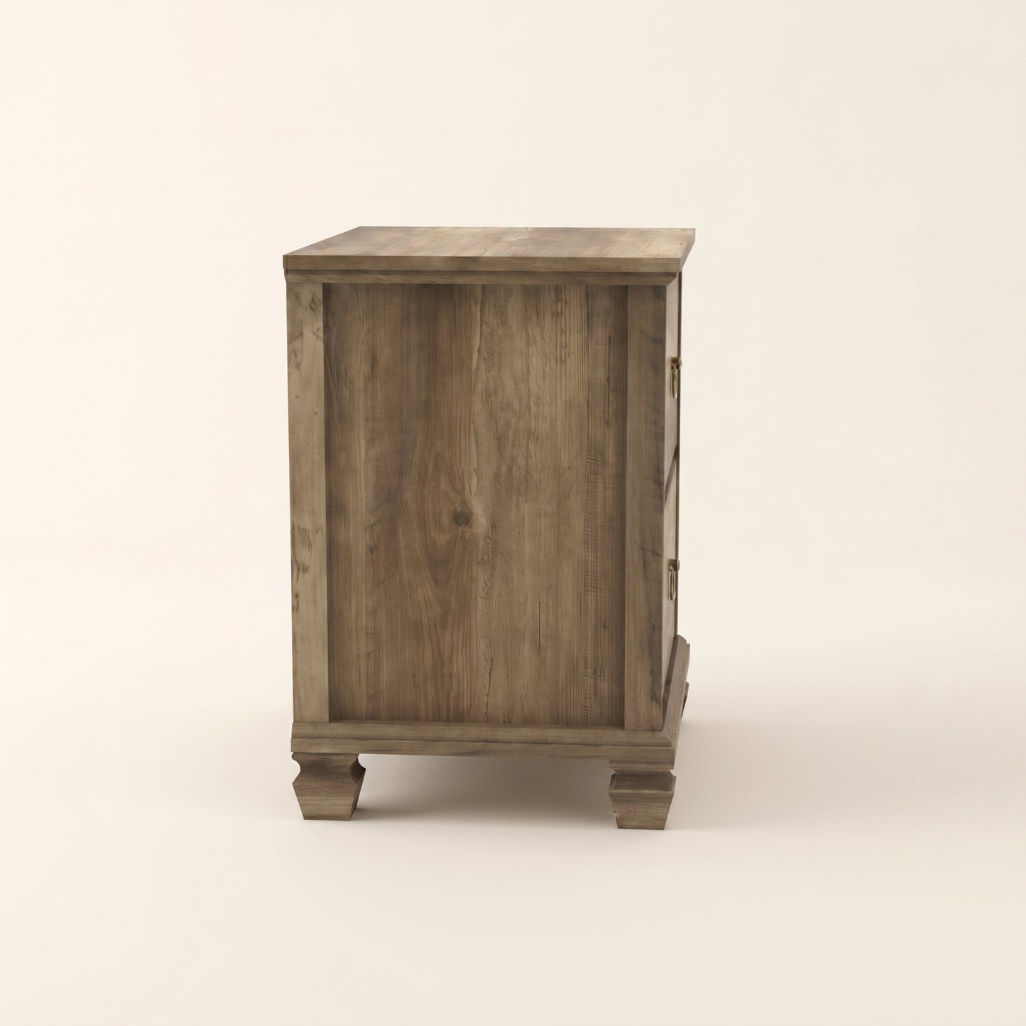 2-Drawer Nightstand Set of 2 with Solid Wood Legs, Brown