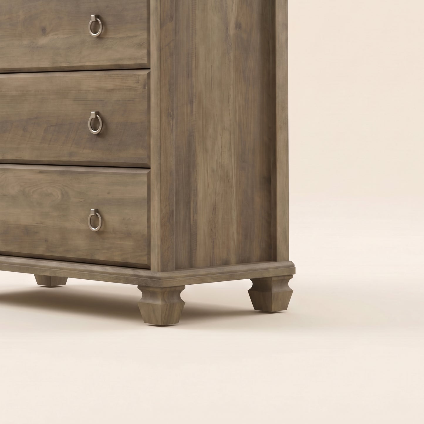 5-Drawer Chest with Drawer Interlock and Solid Wood Legs, Brown