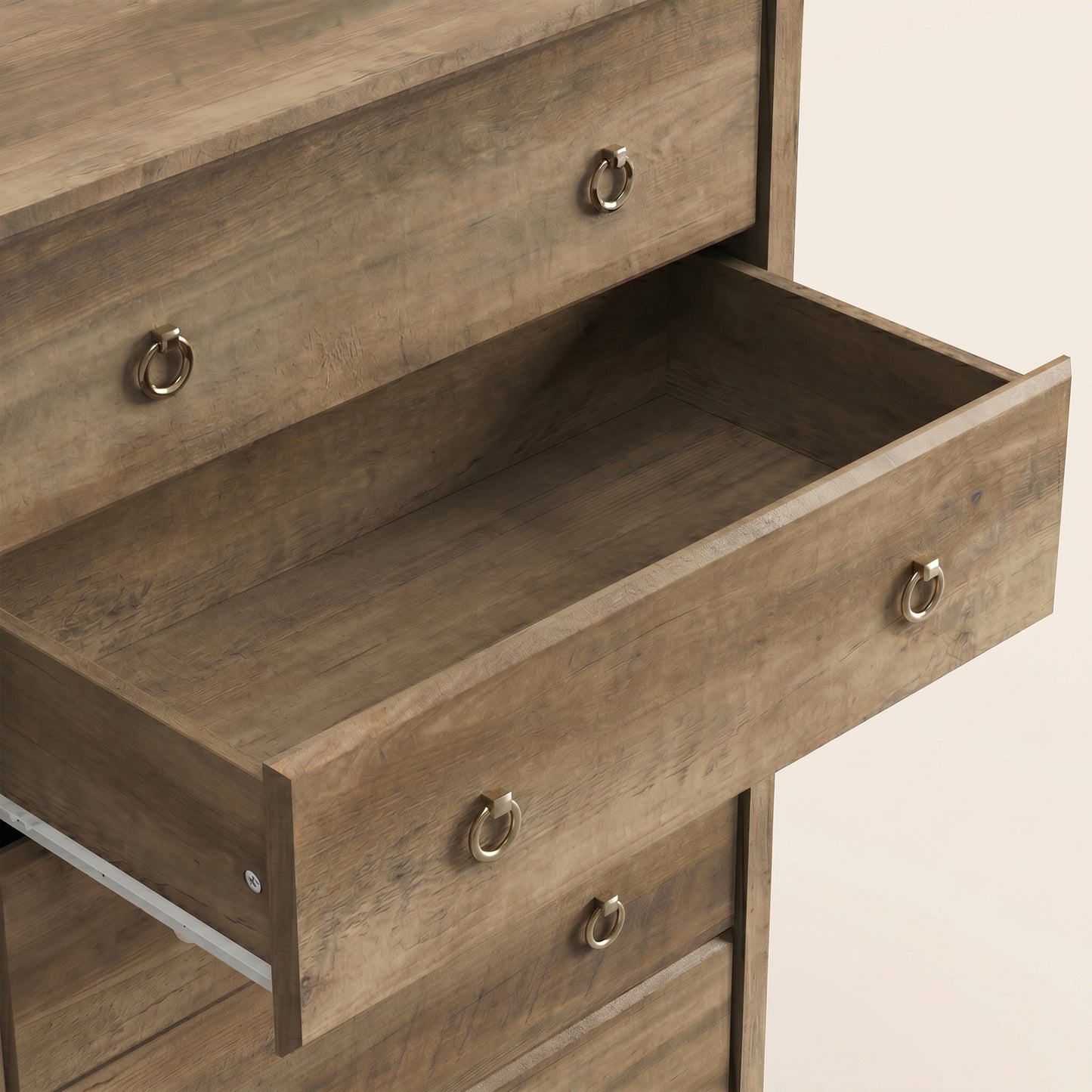 5-Drawer Chest with Drawer Interlock and Solid Wood Legs, Brown