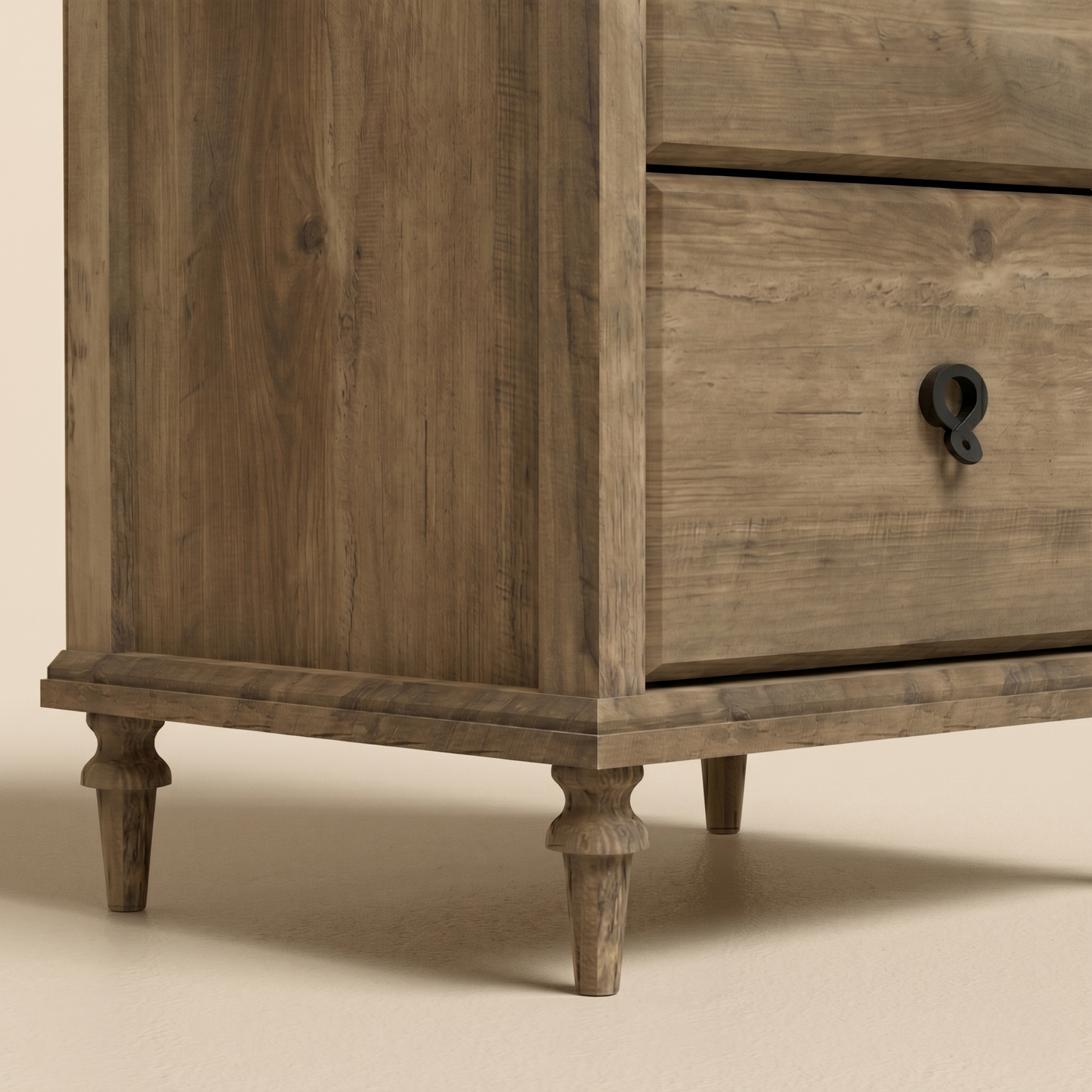 2-Drawer Nightstand Set of 2 with Solid Wood Tapered Legs, Knotty Oak
