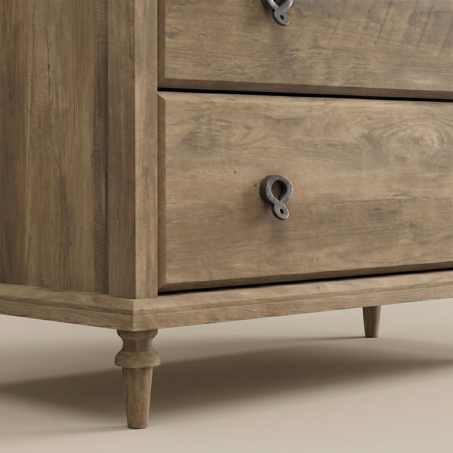 5-Drawer Chest with Interlock and Solid Wood Tapered Legs, Knotty Oak