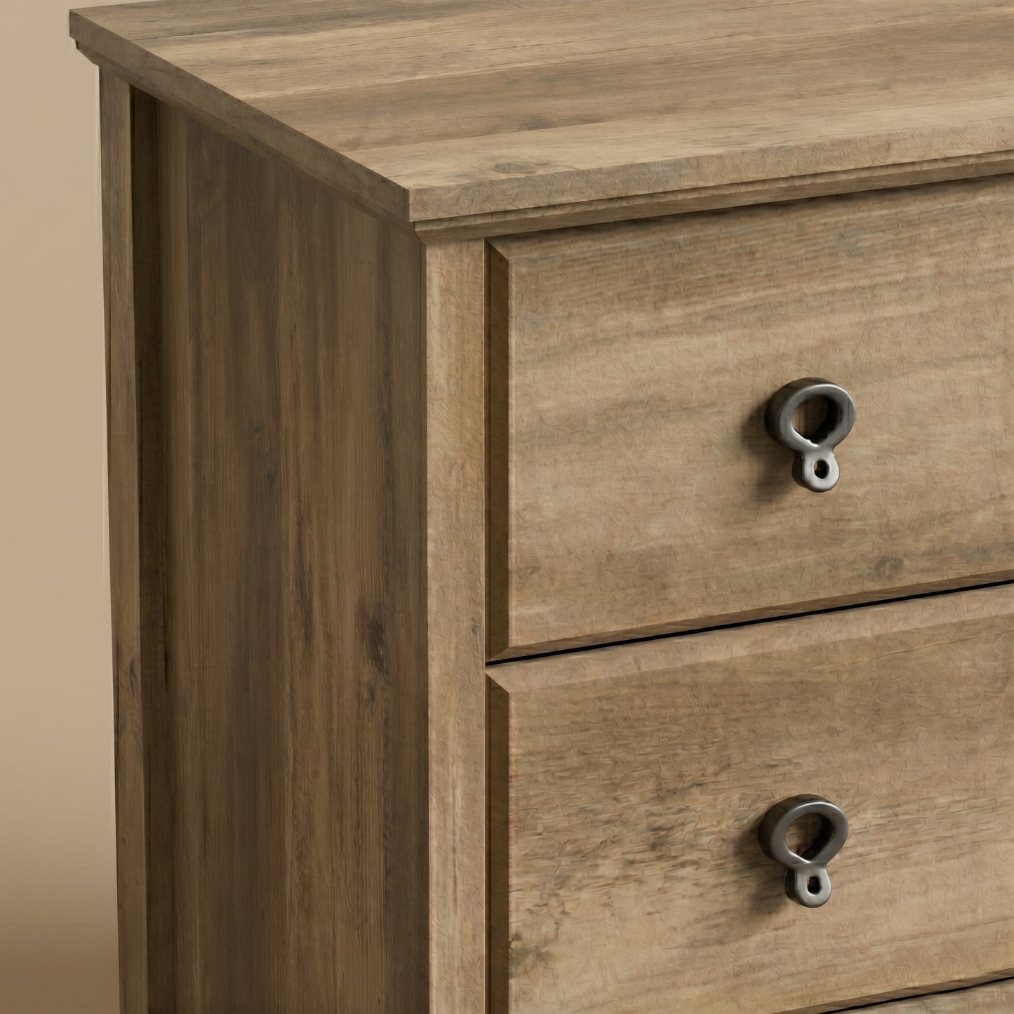 5-Drawer Chest with Interlock and Solid Wood Tapered Legs, Knotty Oak