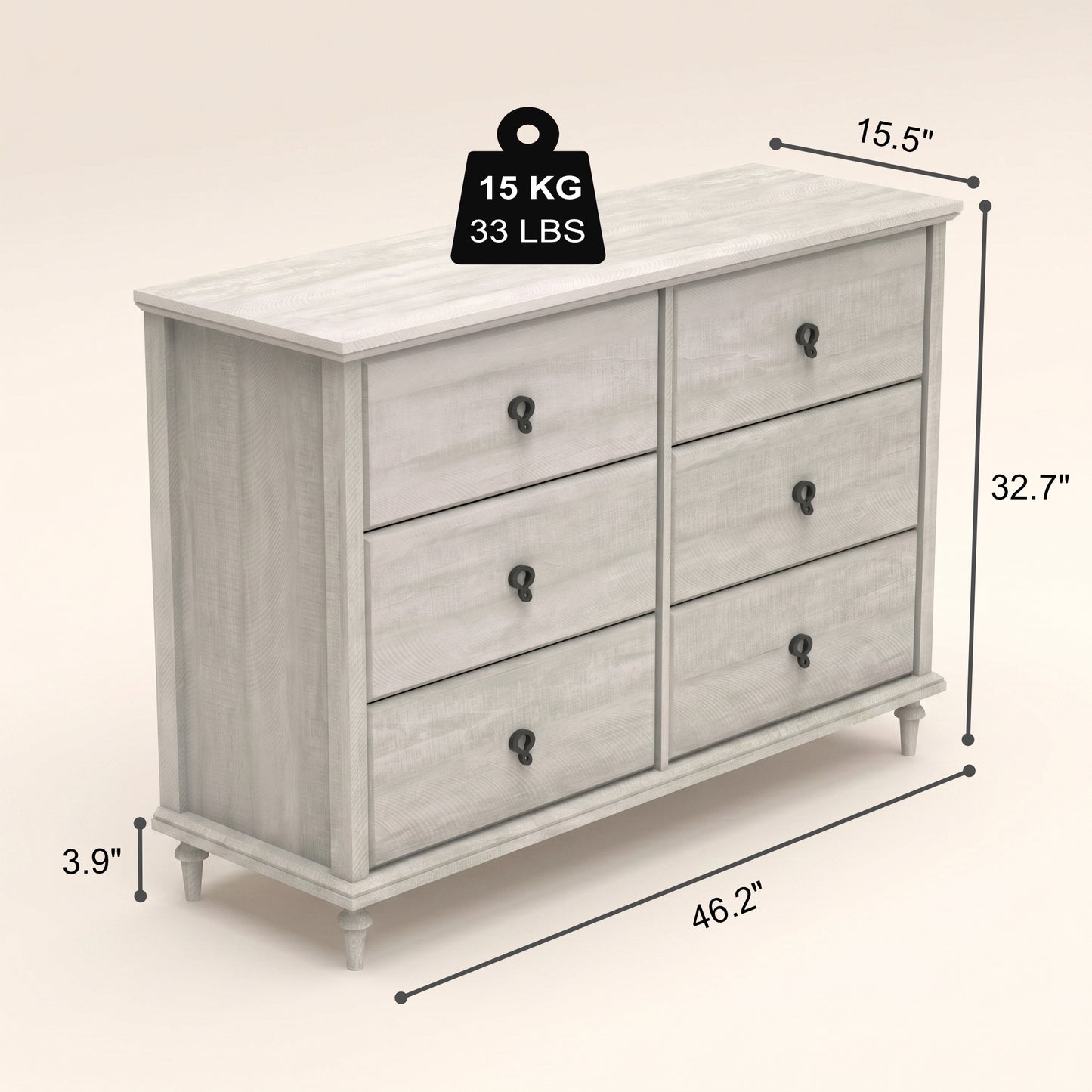 6-Drawer Double Dresser with Interlock System
