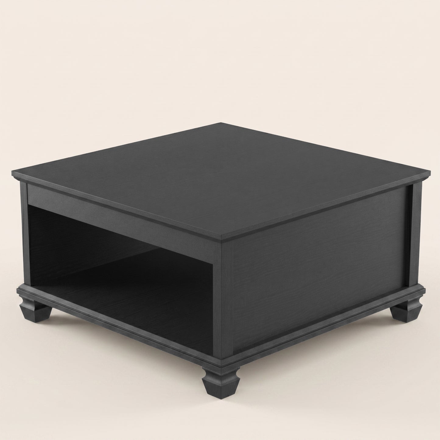 Square Coffee Table with Open Shelf, 1-Piece