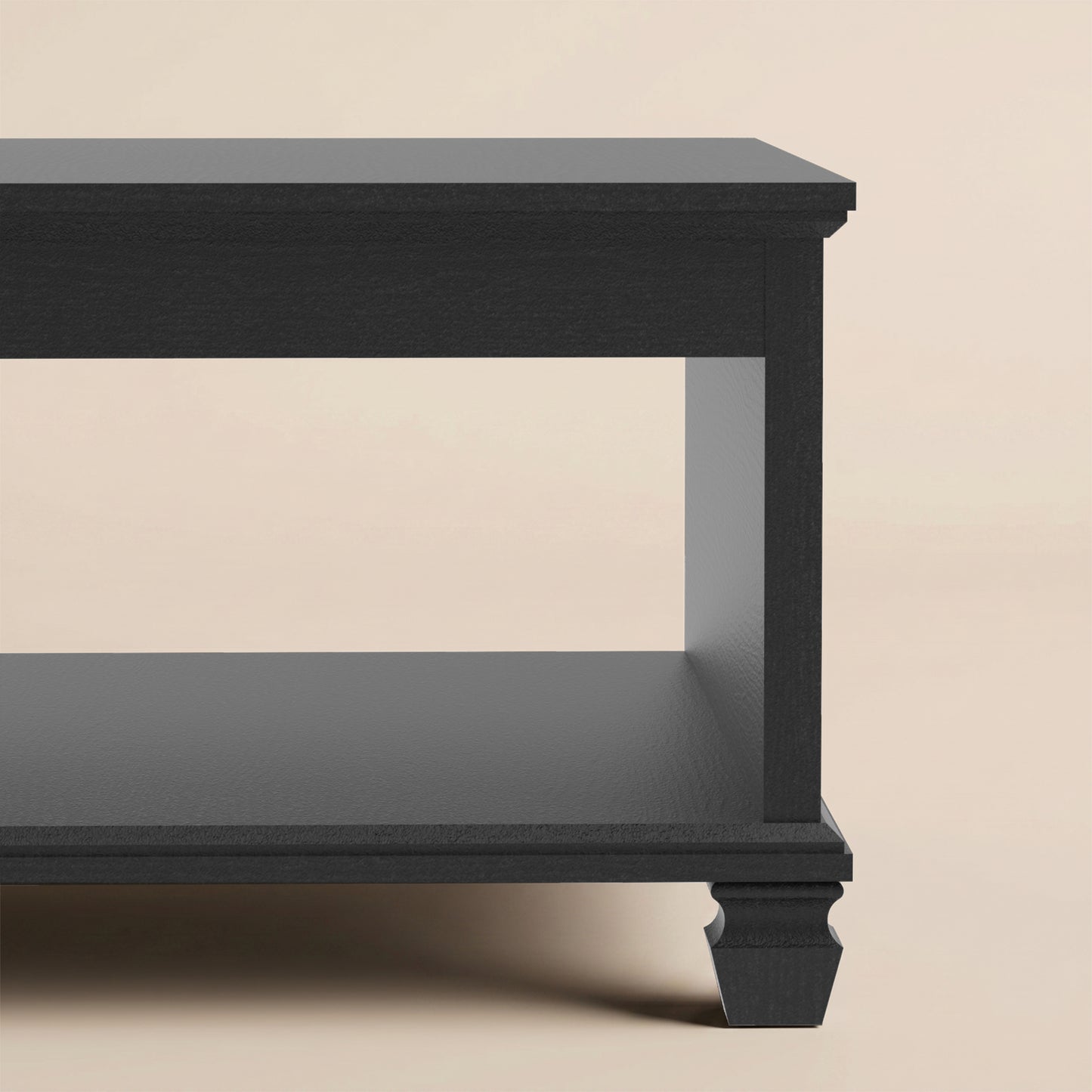 Square Coffee Table with Open Shelf, 1-Piece