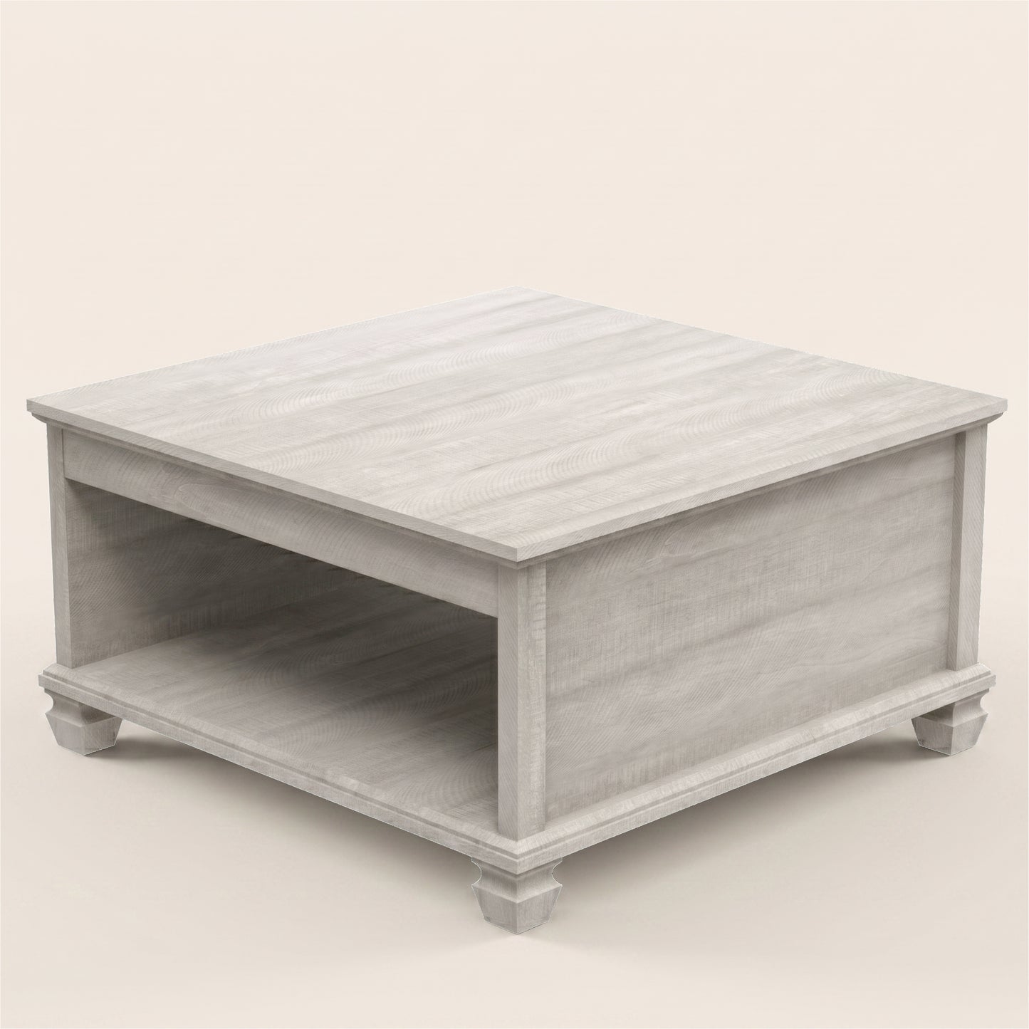 Square Coffee Table with Open Shelf, 1-Piece