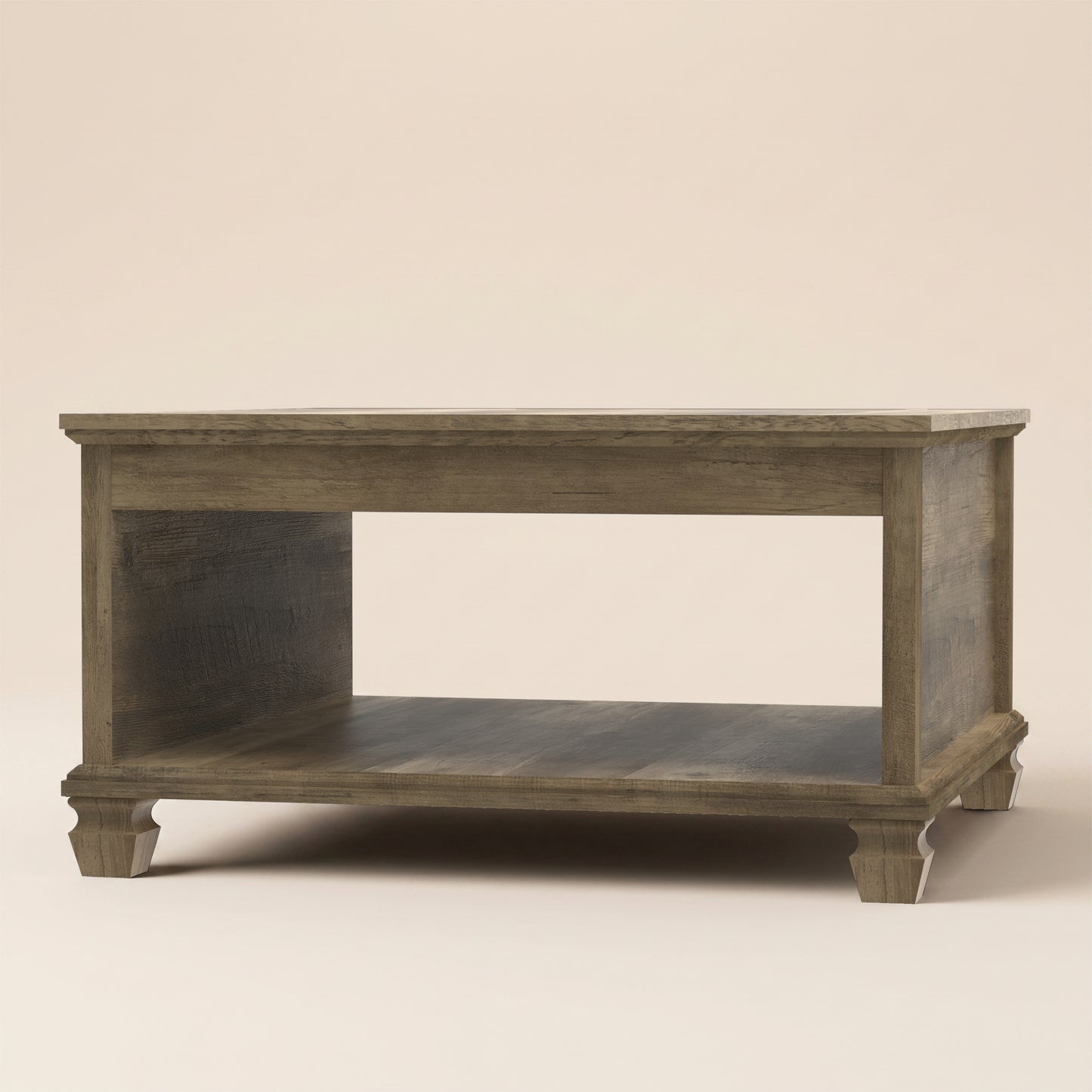 Square Coffee Table with Open Shelf, 1-Piece