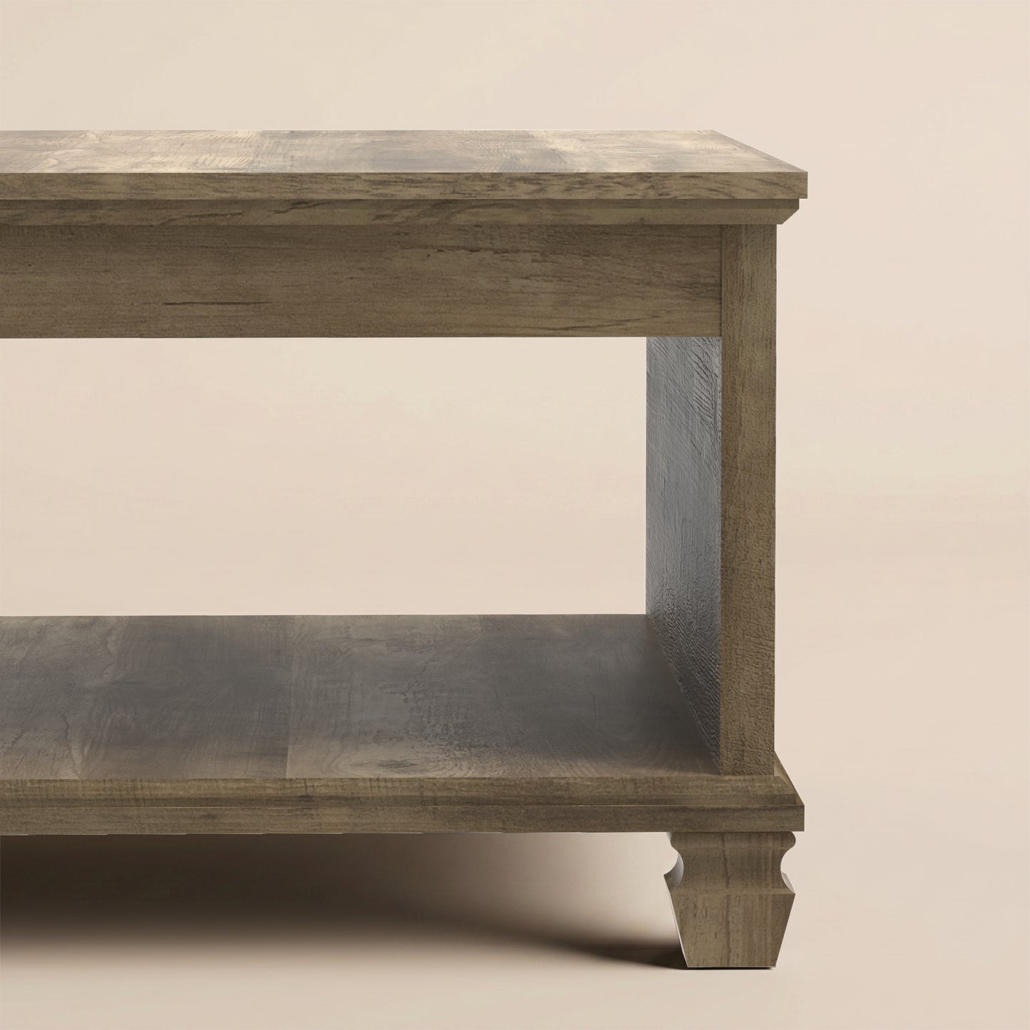 Square Coffee Table with Open Shelf, 1-Piece