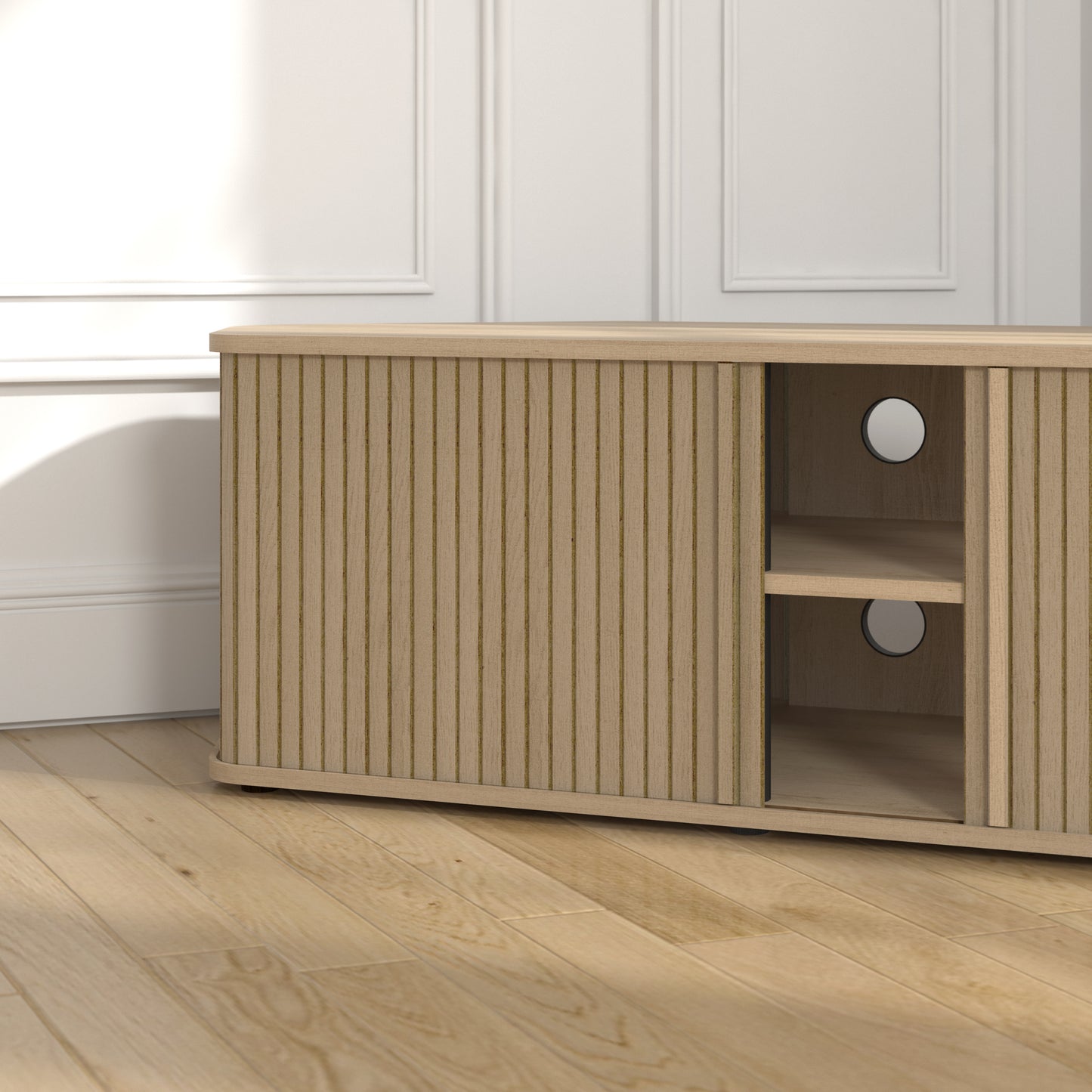 Galano Corner TV Stand with Fluted Doors 43.3" W × 20.0" D × 14.8" H