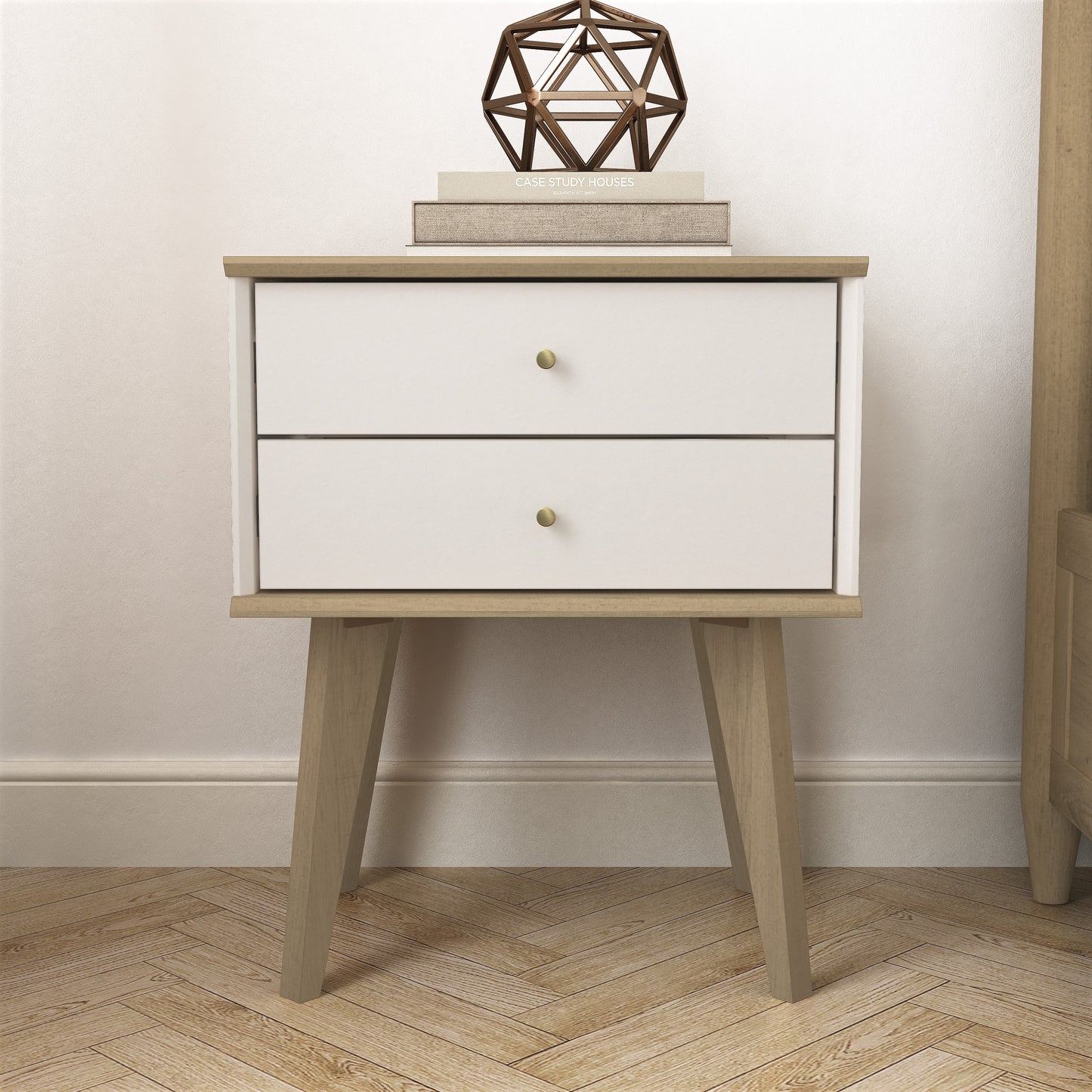 Galano 2-Drawer Nightstand with Angled Legs 18.1" W x 14.2" D x 22.1" H