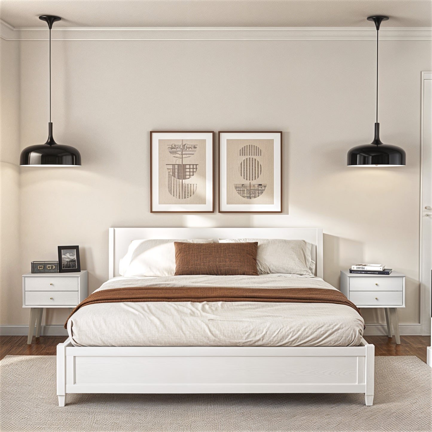 Galano 2-Drawer Nightstand with Angled Legs 18.1" W x 14.2" D x 22.1" H