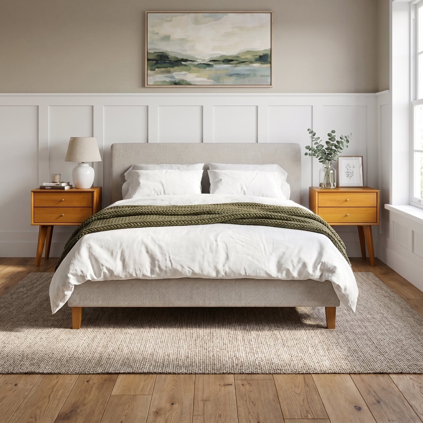 Galano Set of 2 Retro 2-Drawer Nightstands Bedside Tables with Tapered Legs