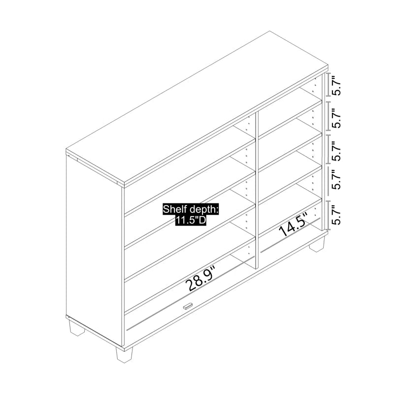 GALANO Shoe Storage Cabinet with Adjustable Shelves in White 45.3" W x 13" D x 35.4" H