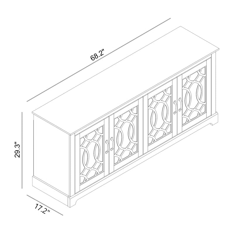 GALANO TV Stand with Cutout Doors and Adjustable Shelves 68.2" W x 17.2" D x 29.3" H