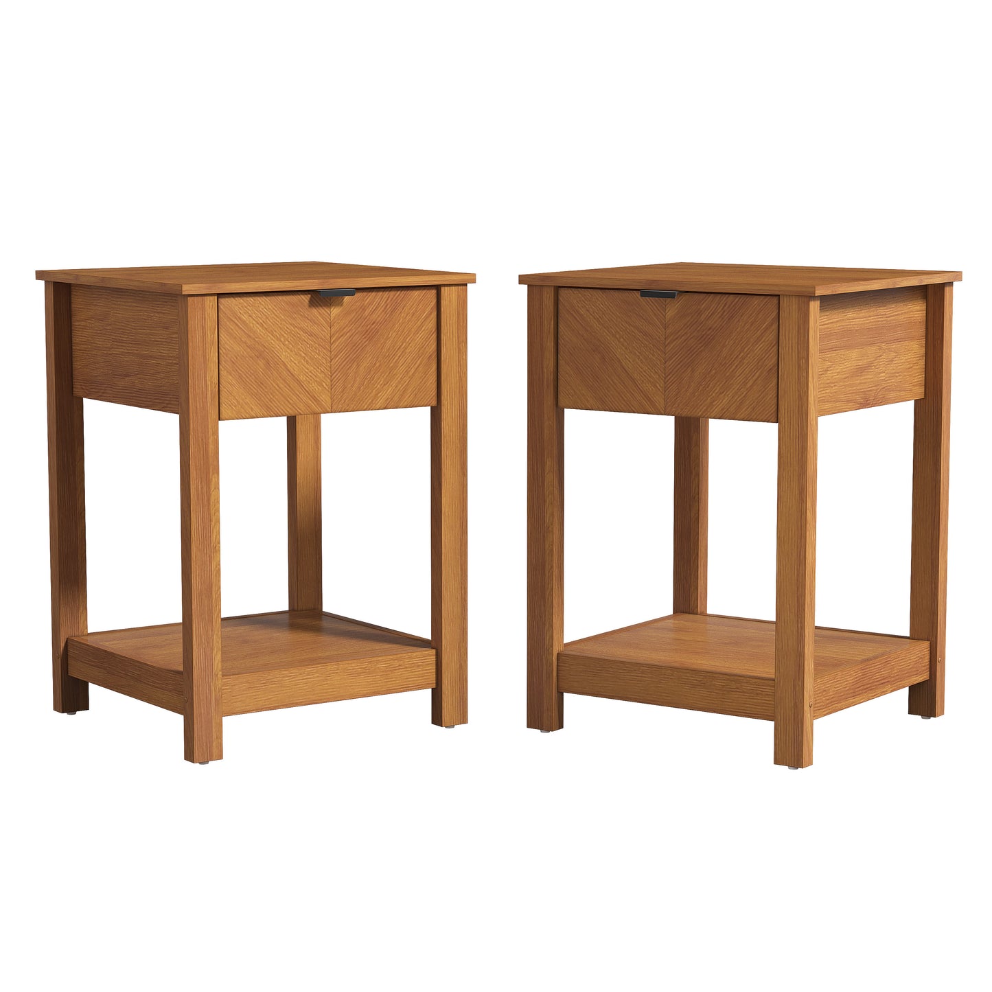 Galano 2-Piece Nightstand Set with Drawer and Open Shelf Storage 16.5" H × 15.4" W × 23.2" D