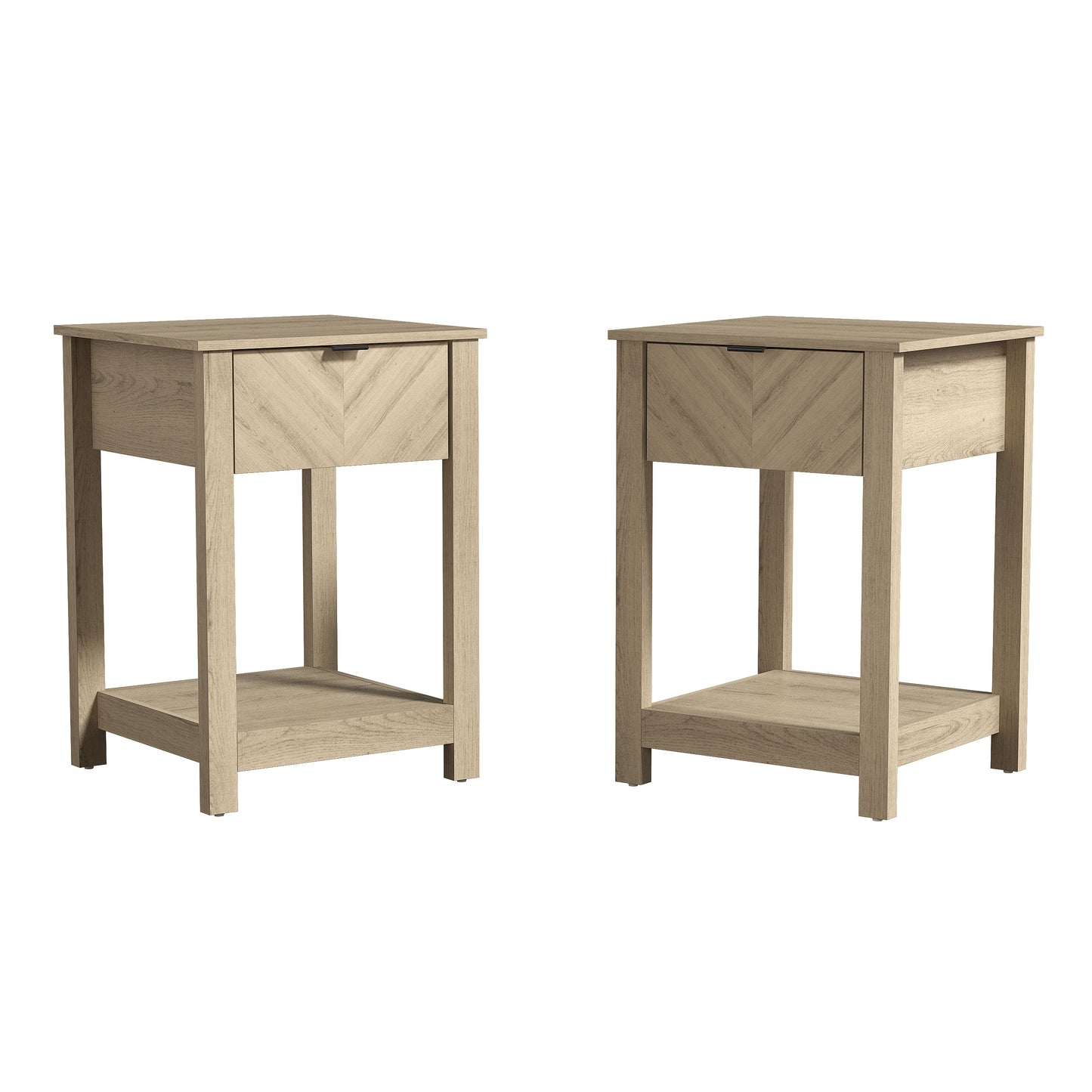 Galano 2-Piece Nightstand Set with Drawer and Open Shelf Storage 16.5" H × 15.4" W × 23.2" D