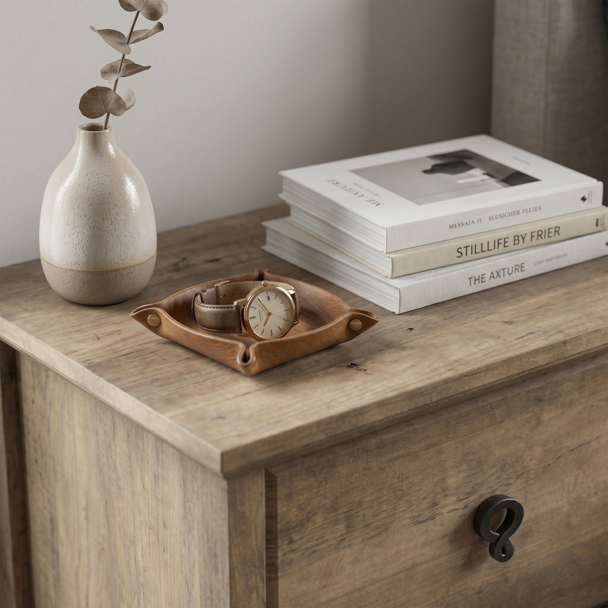 Galano Set of 2 Traditional 2-Drawer Nightstand with Solid Wood Tapered Legs and Metal Ring Pulls