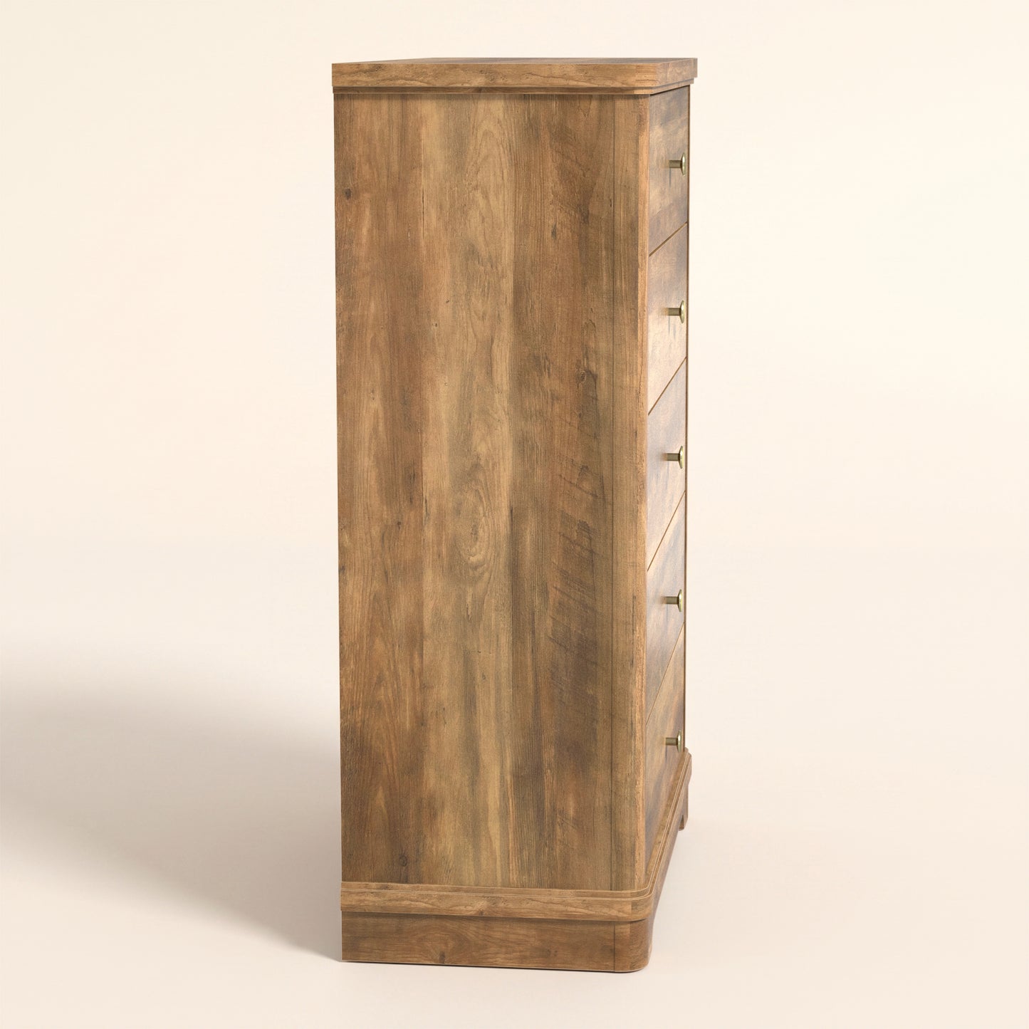5-Drawer Chest with Interlock System and Sculpted Base, Knotty Oak