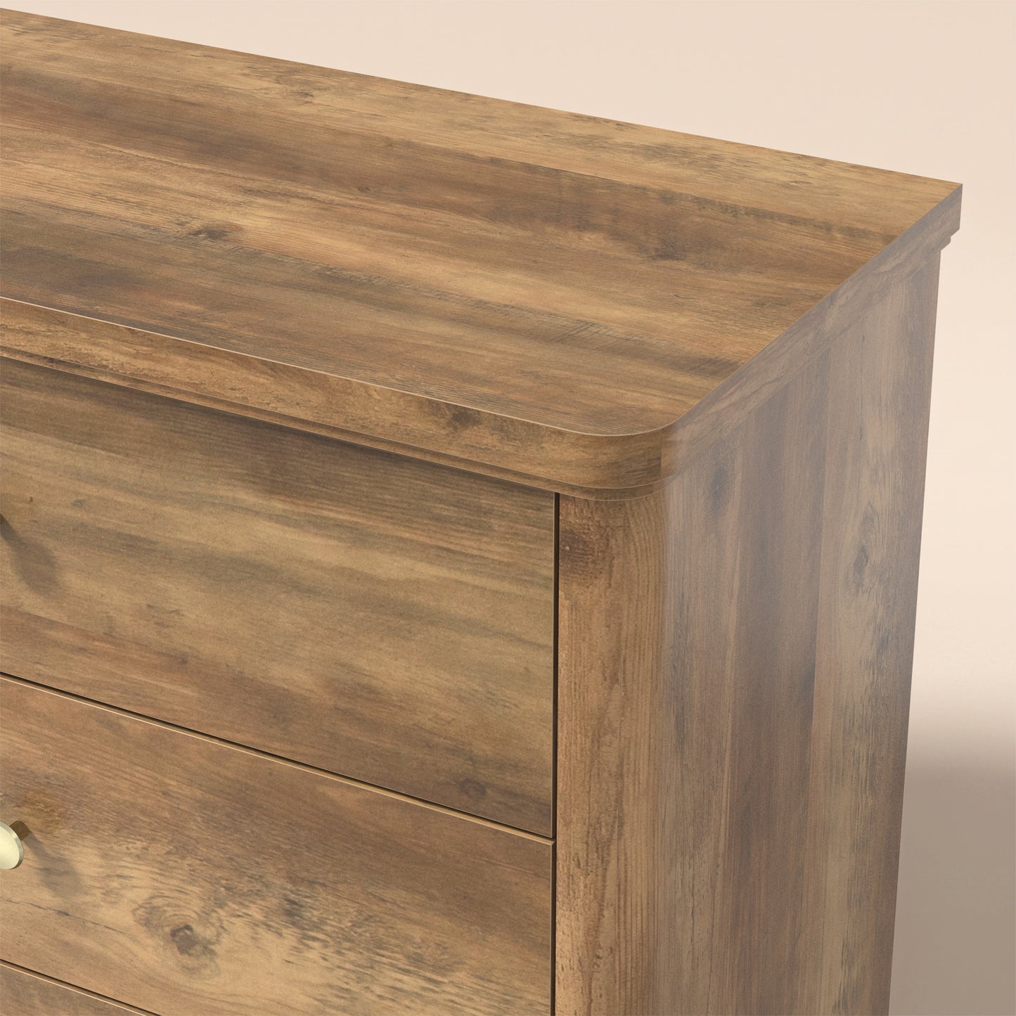 5-Drawer Chest with Interlock System and Sculpted Base, Knotty Oak