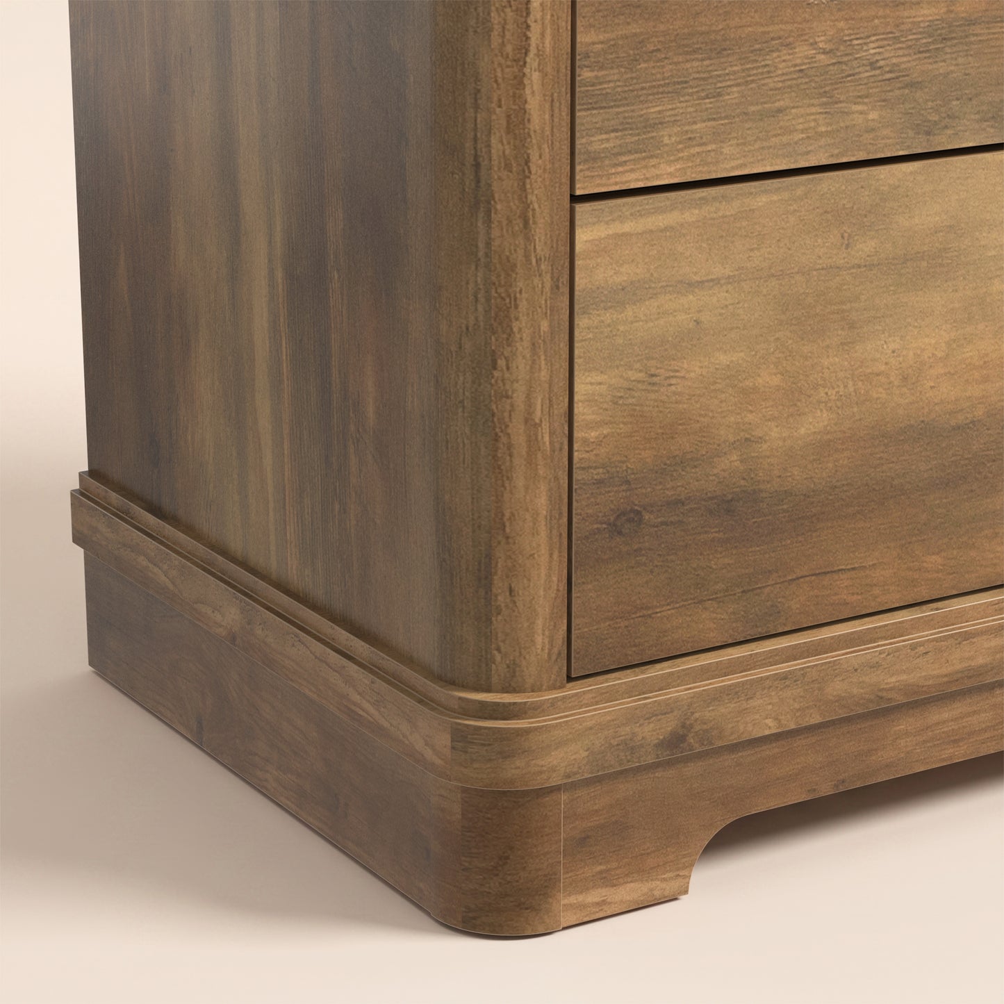 5-Drawer Chest with Interlock System and Sculpted Base, Knotty Oak