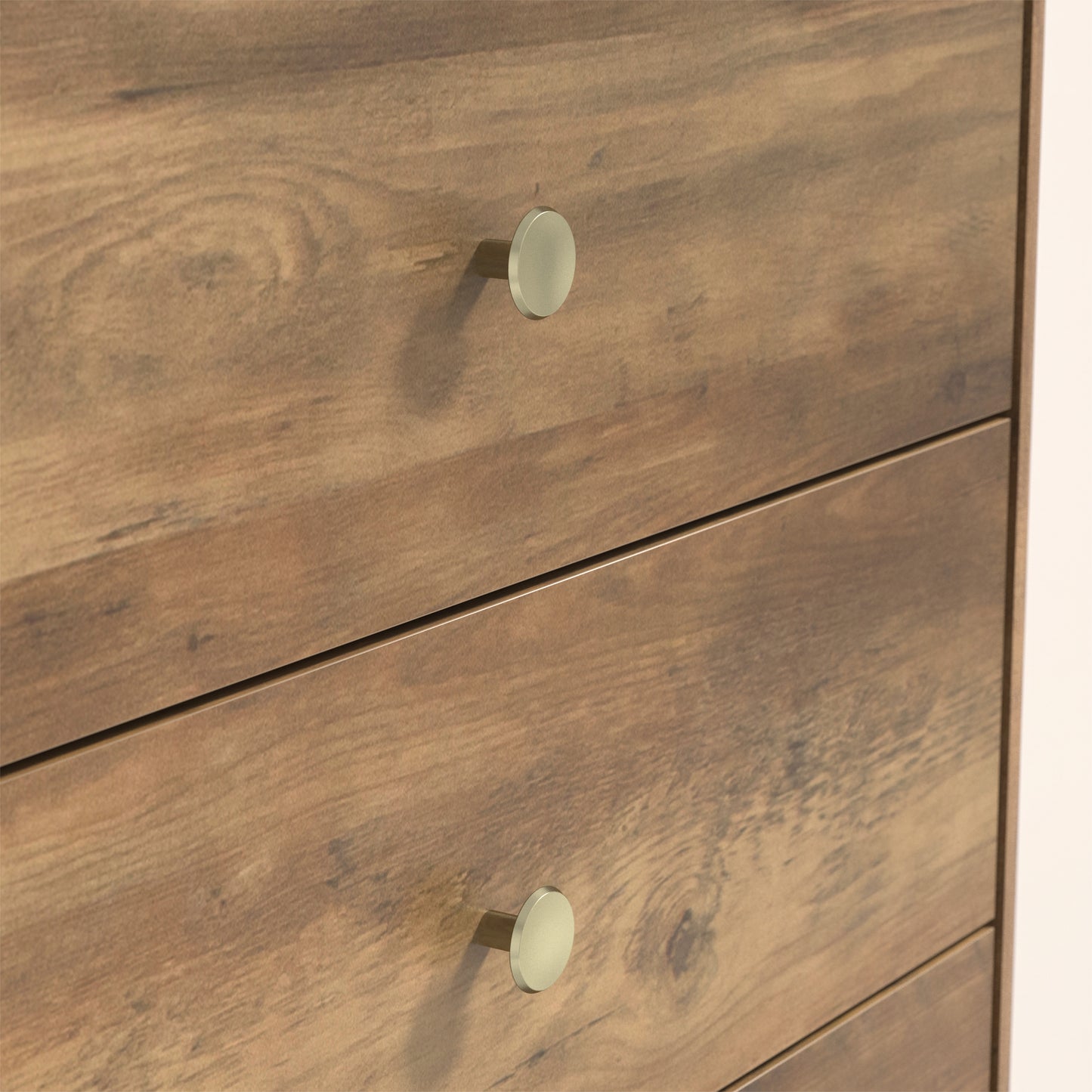 5-Drawer Chest with Interlock System and Sculpted Base, Knotty Oak