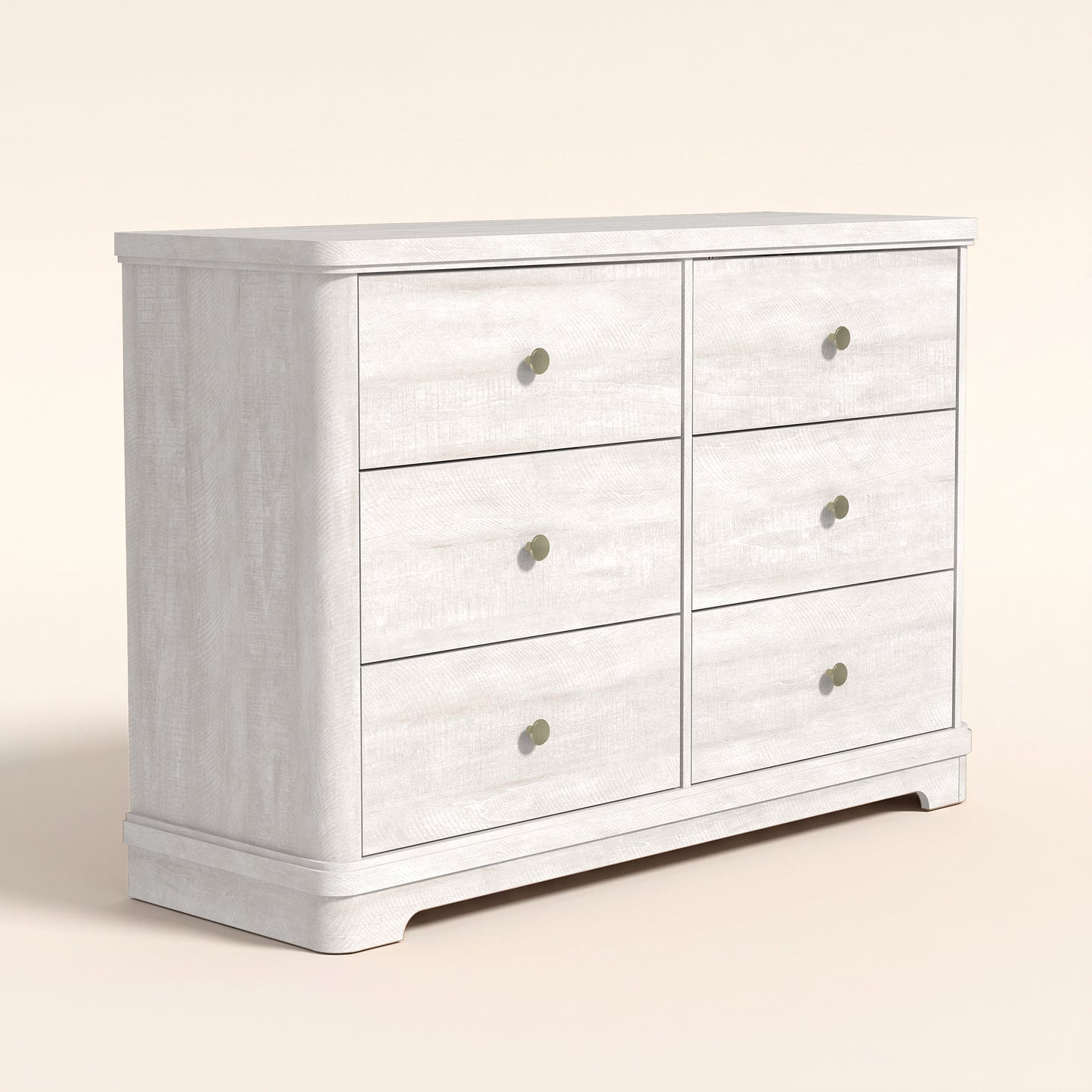 6-Drawer Double Dresser with Sculpted Base