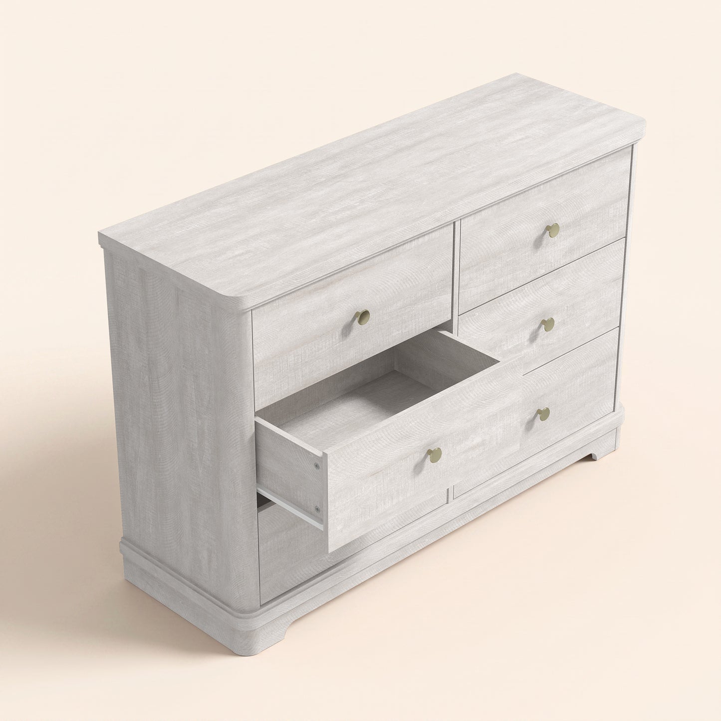 6-Drawer Double Dresser with Sculpted Base