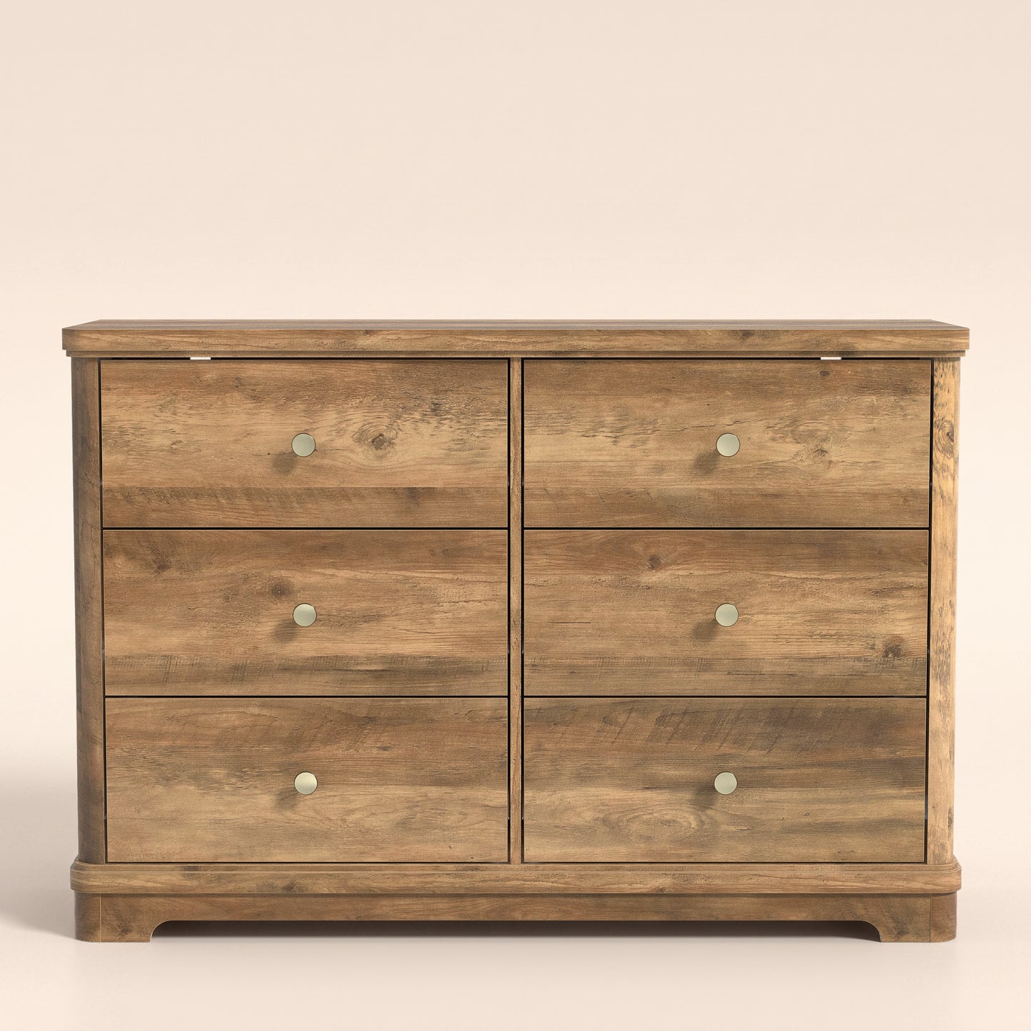 6-Drawer Double Dresser with Sculpted Base