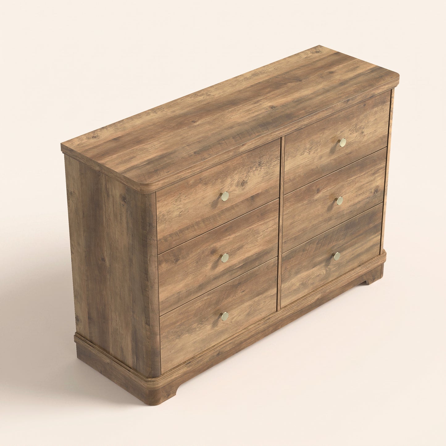 6-Drawer Double Dresser with Sculpted Base