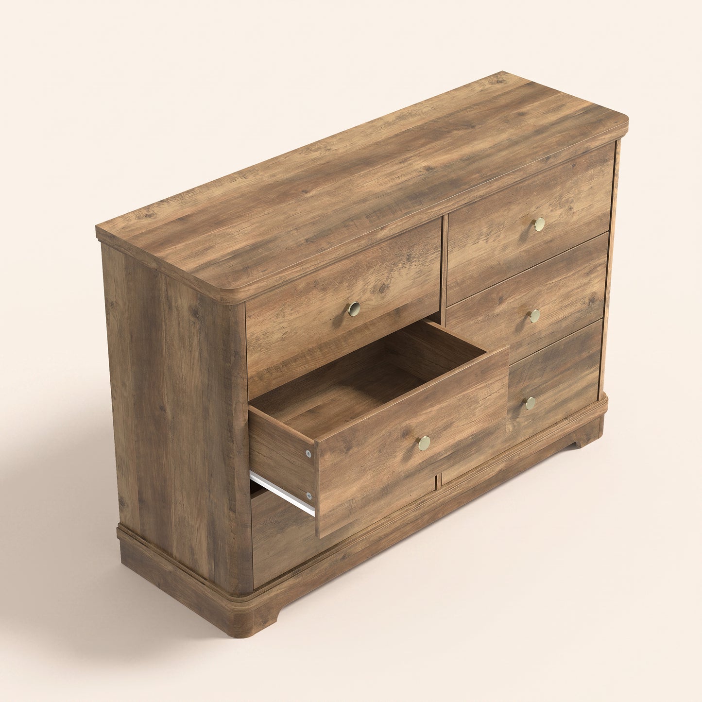 6-Drawer Double Dresser with Sculpted Base